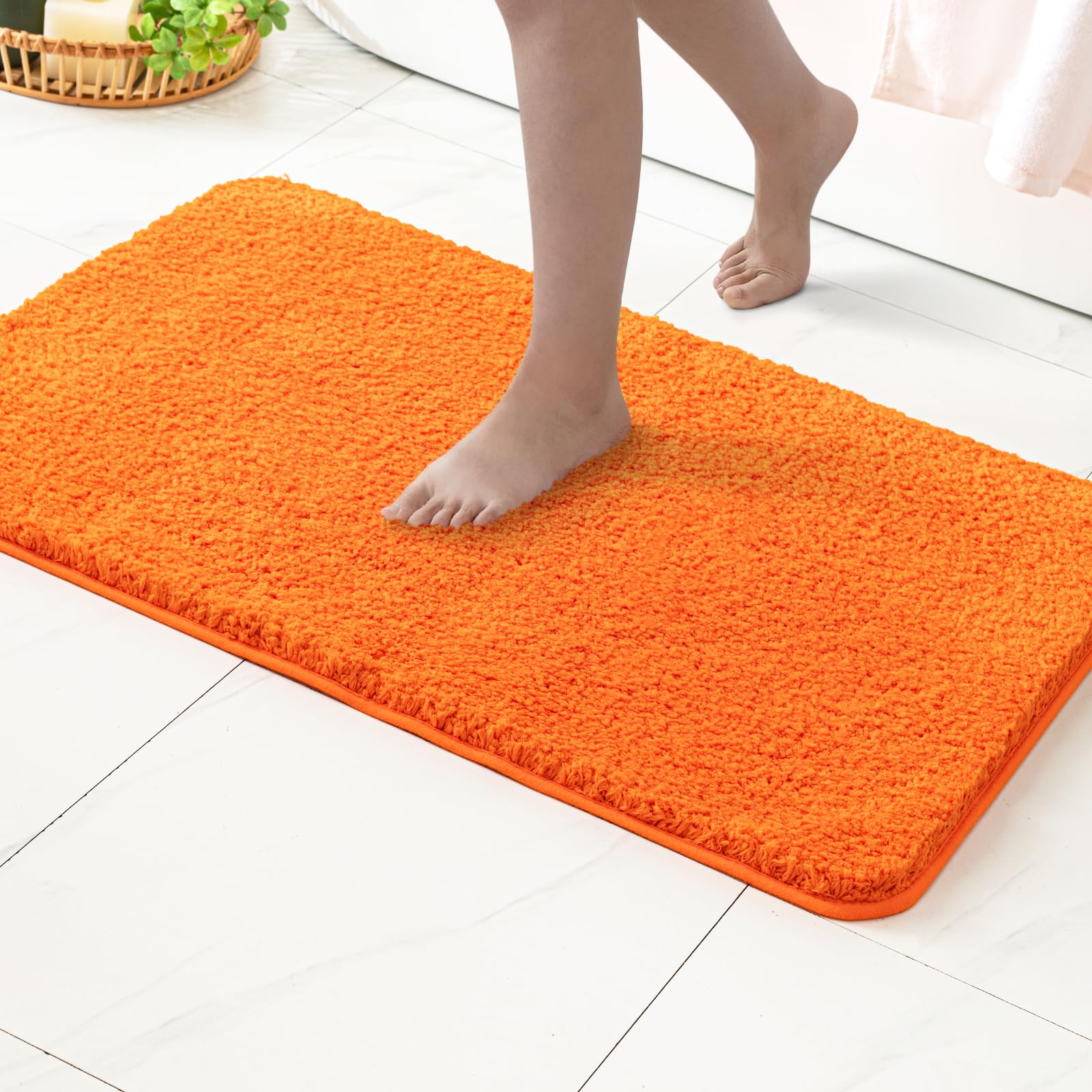 Miulee Fall Orange Bathroom Rug - Large Absorbent Bath Mat Made Of Thick Fluffy Microsiber For Bathroom Floor, Tub, Kitchen And