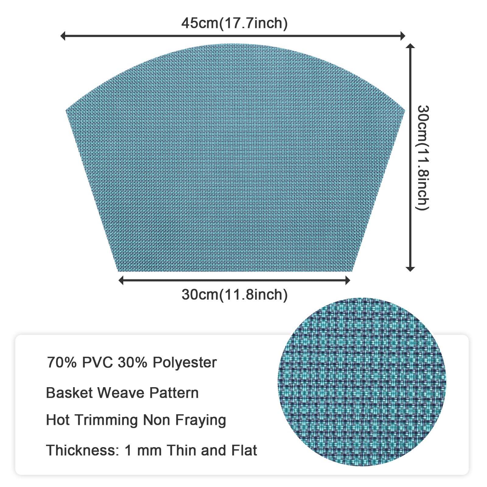 Shacos Round Table Placemats Set Of 4 Wedge Placemat Wipe Clean Heat Resistant Woven Vinyl Round Table Mats (4, Gray Blue)