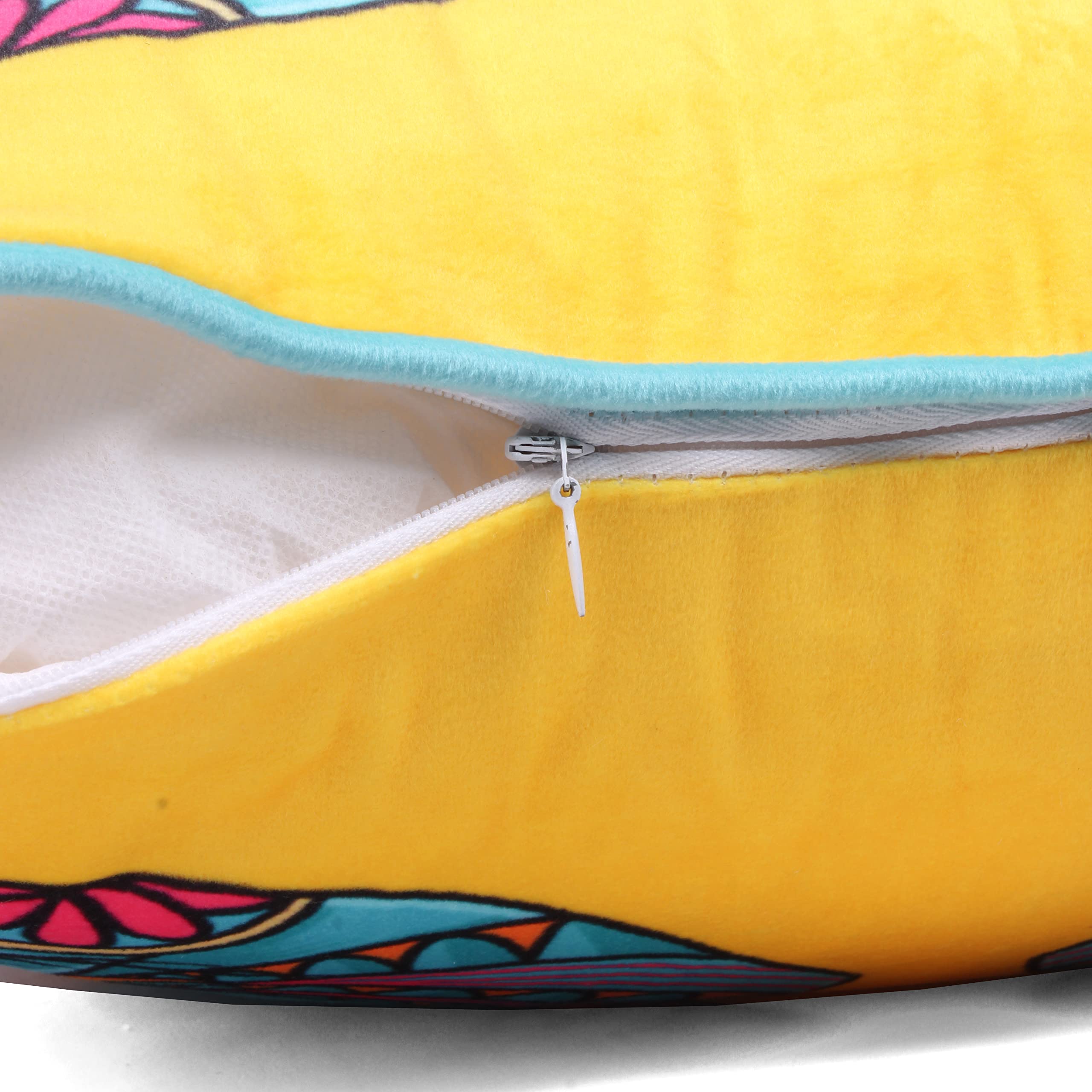 STITCHNEST Both Sided Printed Velvet Cushion Cover with Piping (16 X 16 Inches, Exotic)