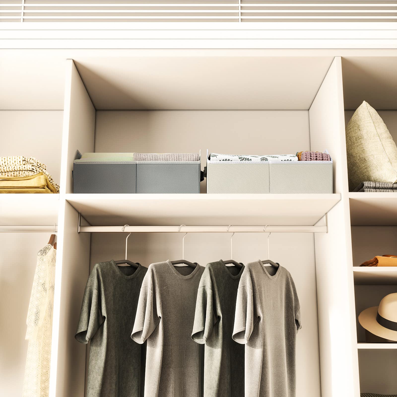 Homsorout Trapezoid Closet Shelf Organizer - Large Baskets For Organizing, Fabric Storage Cubes For Shelves, Storag Organizers B