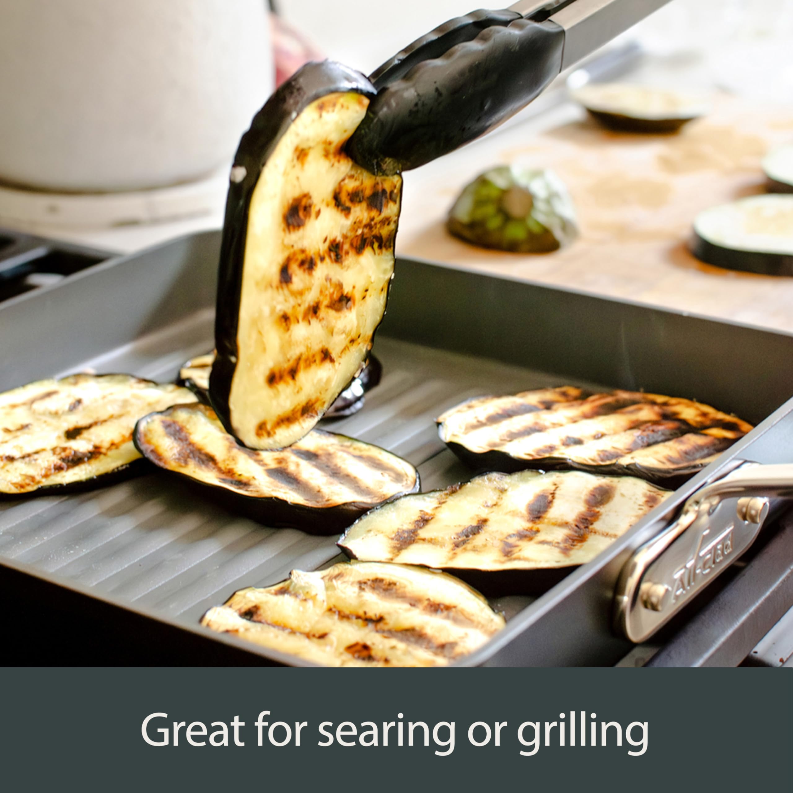 All-Clad Ha1 Hard Anodized Nonstick Grill 11X11 Inch Oven Safe 350F Pots And Pans, Cookware Black