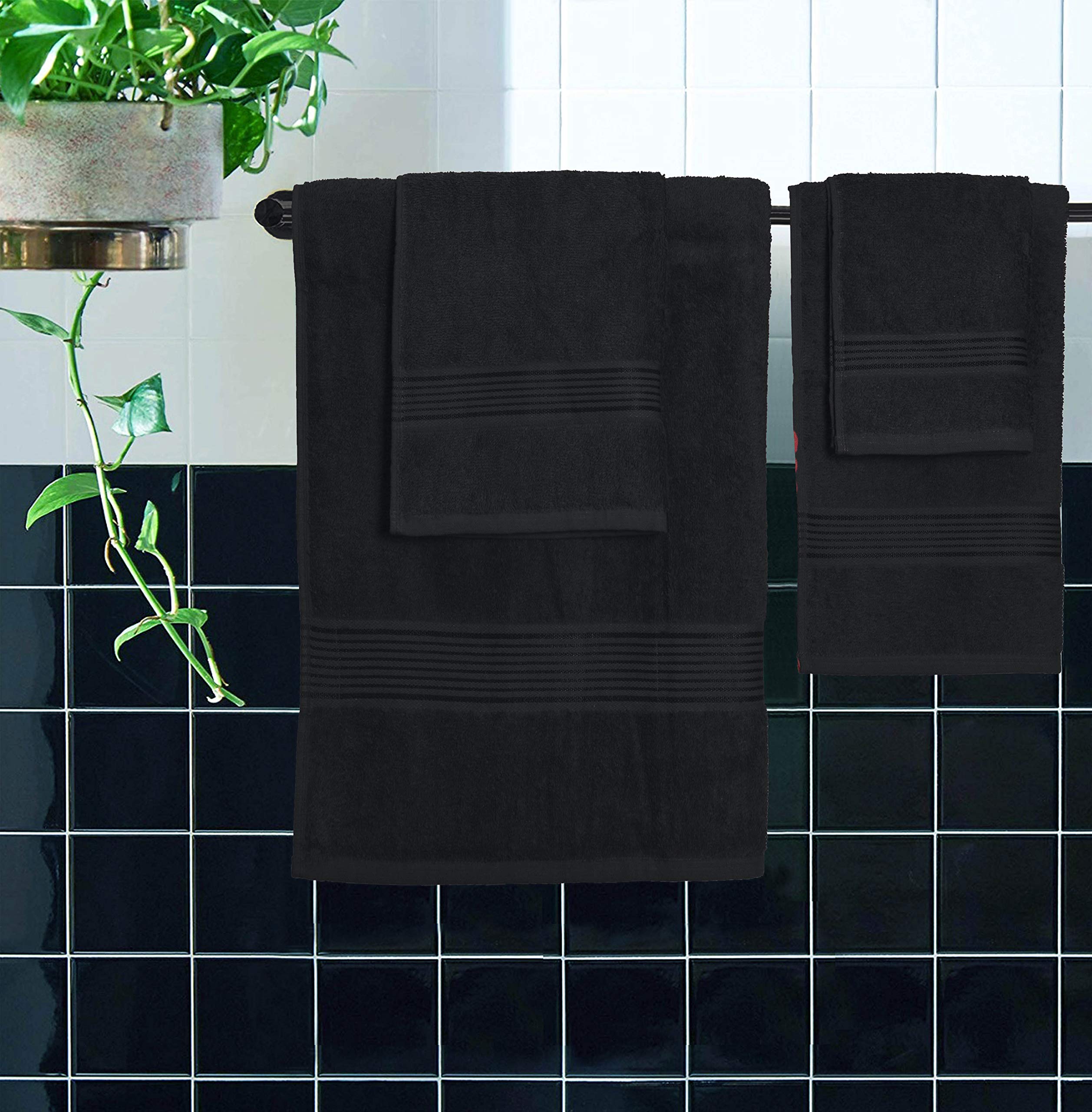 Elvana Home Ultra Soft 6 Pack Cotton Towel Set, Contains 2 Bath Towels 28X55 Inch, 2 Hand Towels 16X24 Inch & 2 Wash Coths 12X12