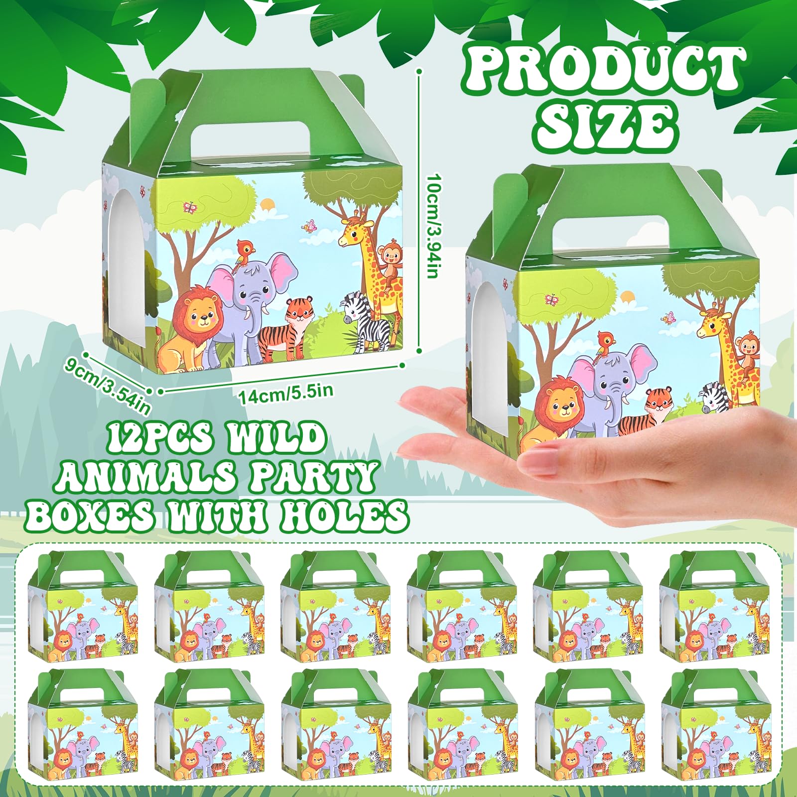 38 Pcs Safari Jungle Party Favors Include 12 Foldable Paper Boxes 12 Forest Mini Stuffed Animals 12 Adoption Cards 1 Adoption Si