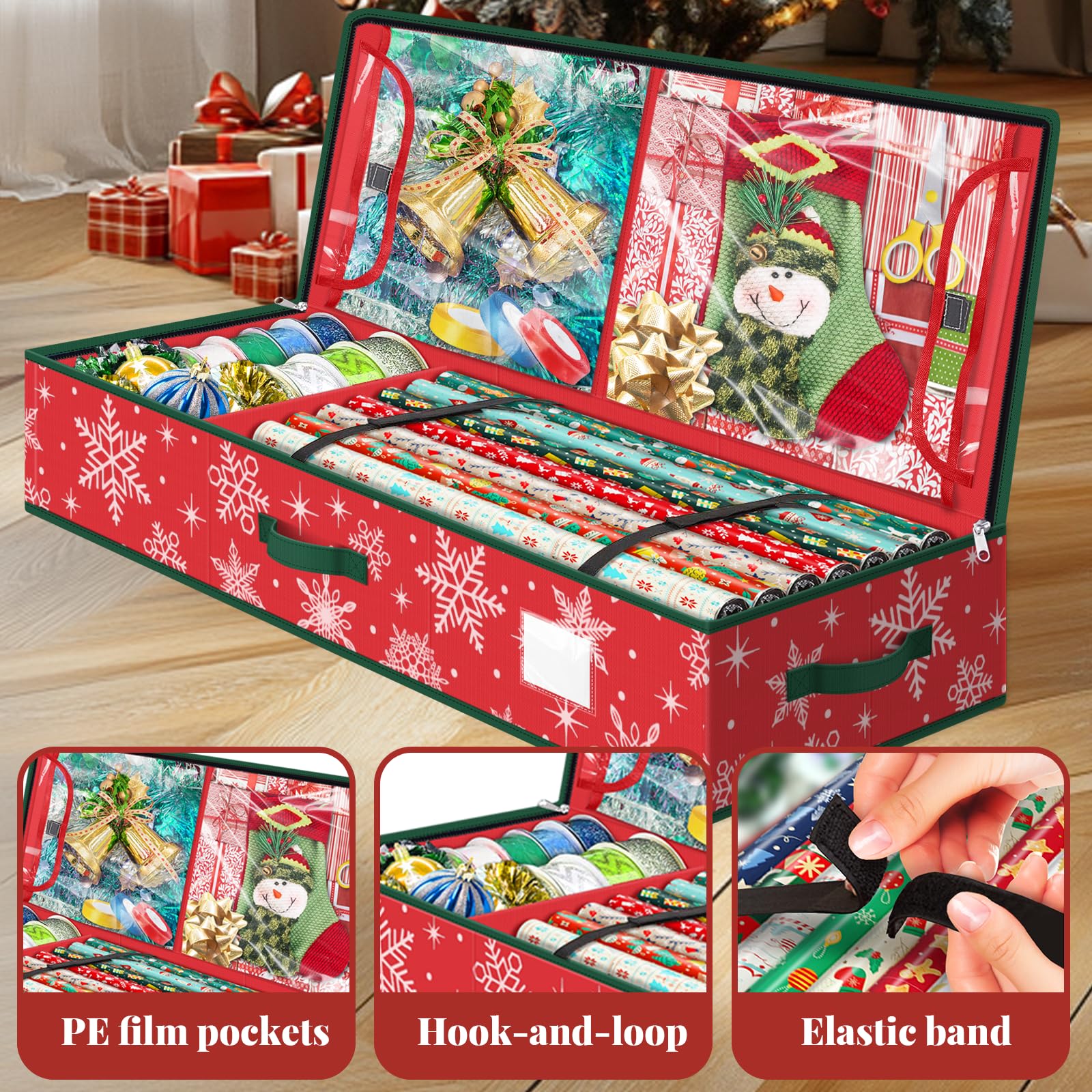 Evermerry Wrapping Paper Organizer Storage Container, Christmas Gift Wrapping Paper Storage Box For Paper Ornaments,Paper Storag