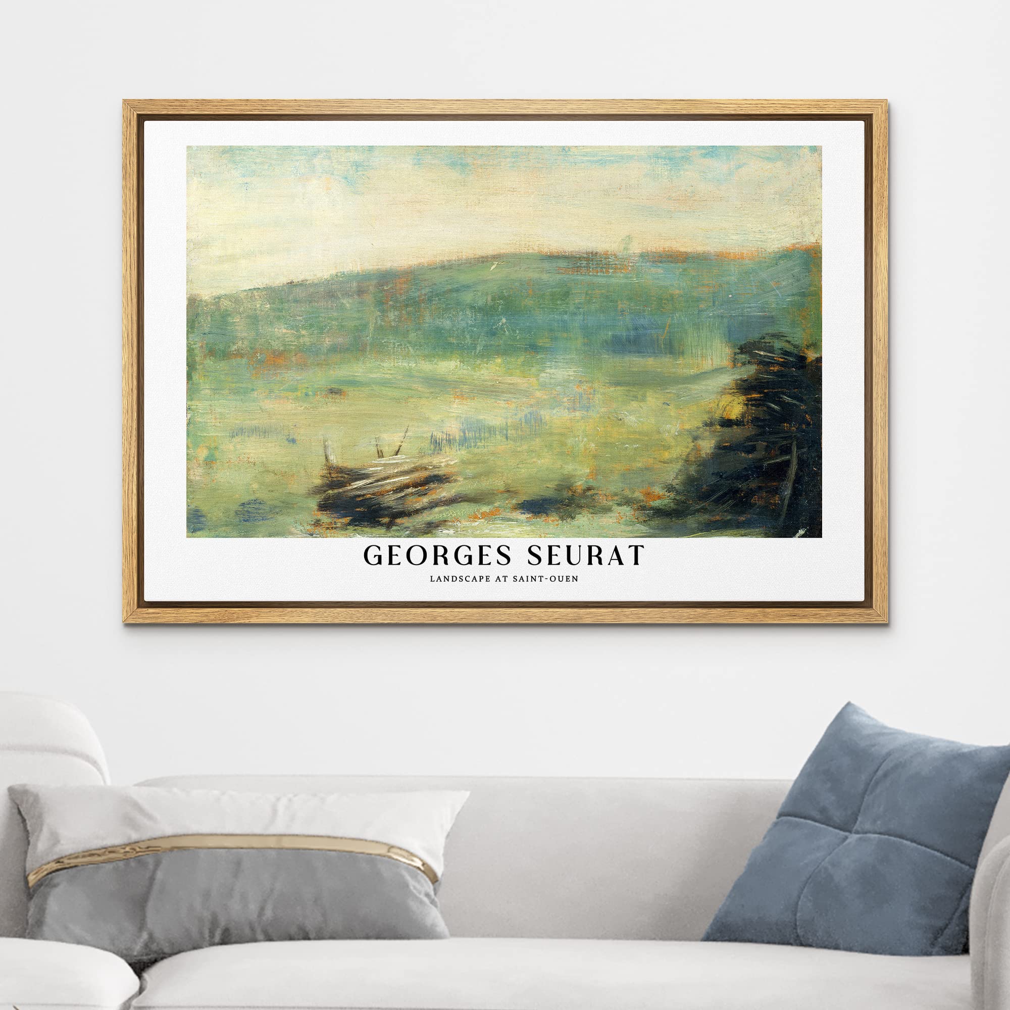 Wall26 Framed Canvas Print Wall Art Landscape At Saint-Ouen By Georges Seurat Historic Classical Illustrations Fine Art Decorati