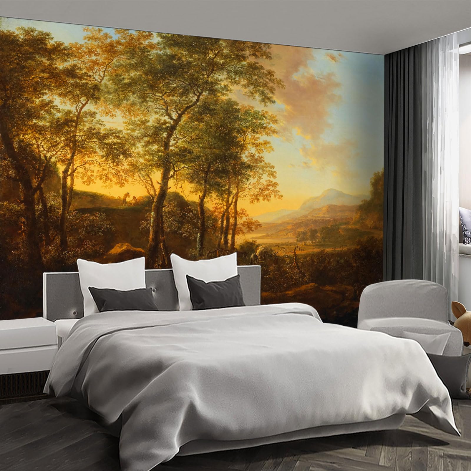 Fightal - Retro Forest Landscape wall murals Peel and Stick Wallpaper for Bedroom Living Room - 58x80