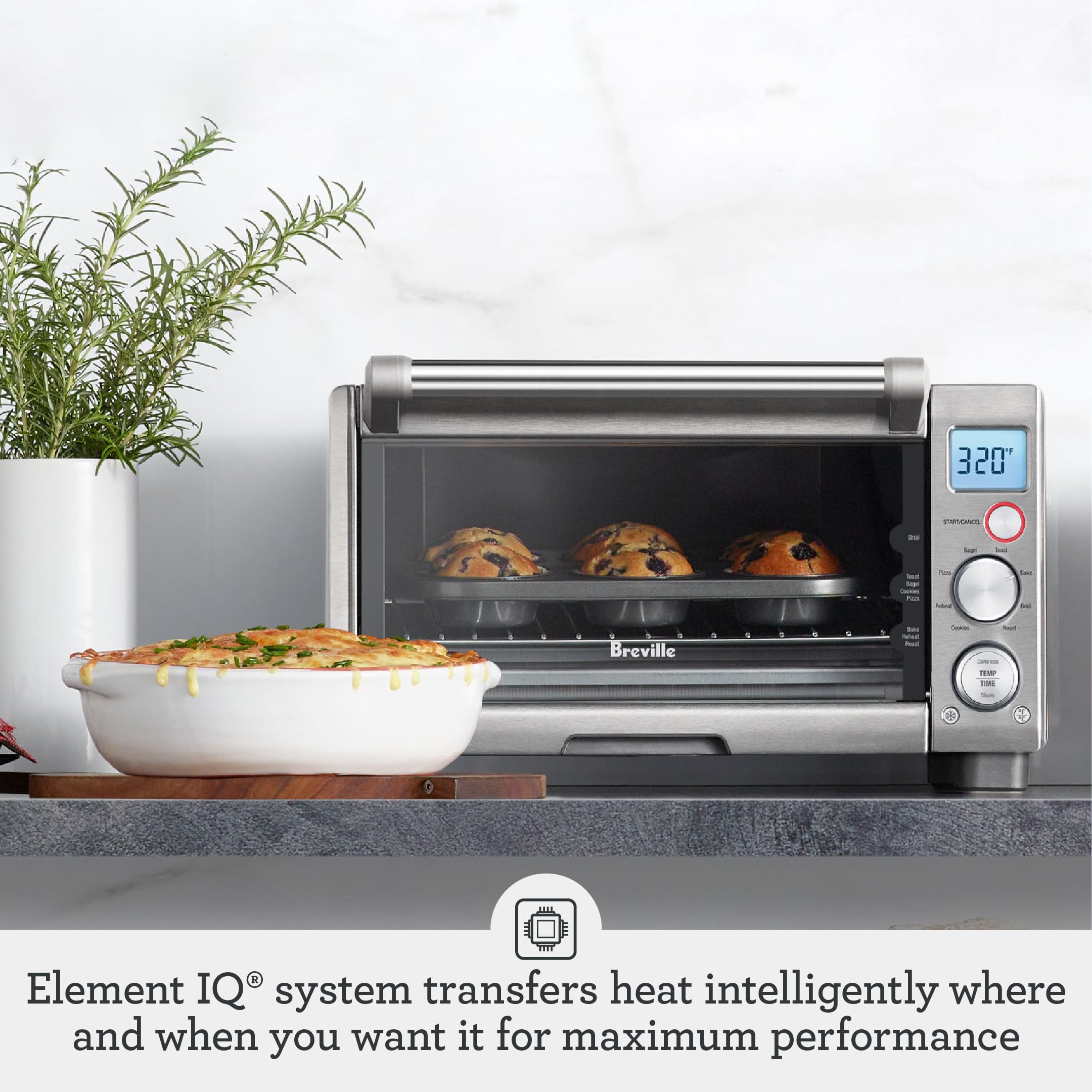 Breville BOV650XL Compact Smart Oven Toaster Oven, Brushed Stainless Steel, Countertop Design