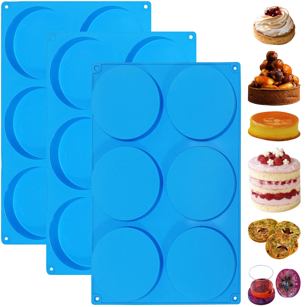Sidosir Round Silicone Mold For Baking, 4Inch Large Breakfast Sandwiches Mold Silicone For Whoopie Pie, Non-Stick Hamburger Buns