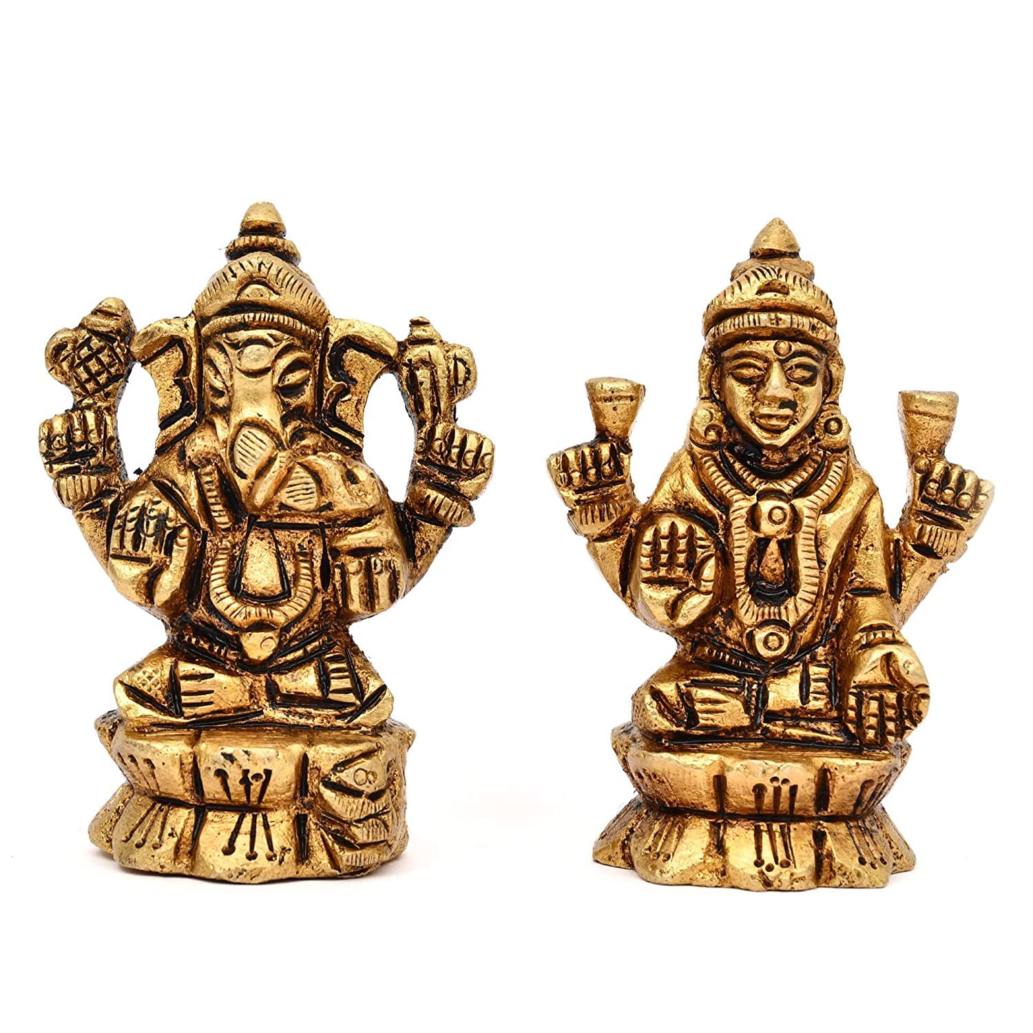 Aargkraft Brass Laxmi Ganesh Ji Idol With Temple Showpiece Ideal For Home Office Pooja Decor | Lakshmi Ganesha Idol With Mandir