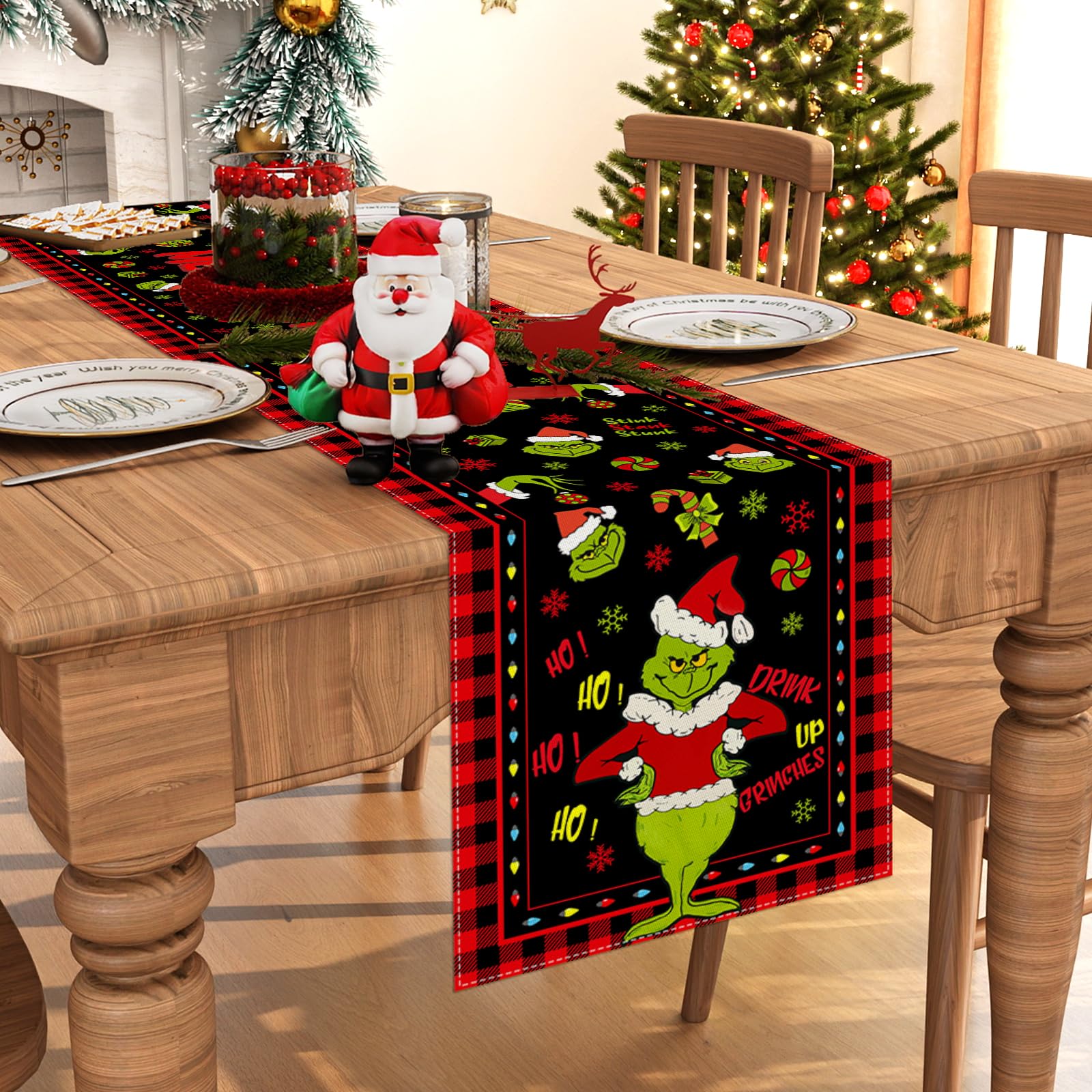 Christmas Table Runner 13x72 Inch Christmas Xmas Winter Holiday Decorations and Supplies for Home Kitchen Dining Room Table Deco