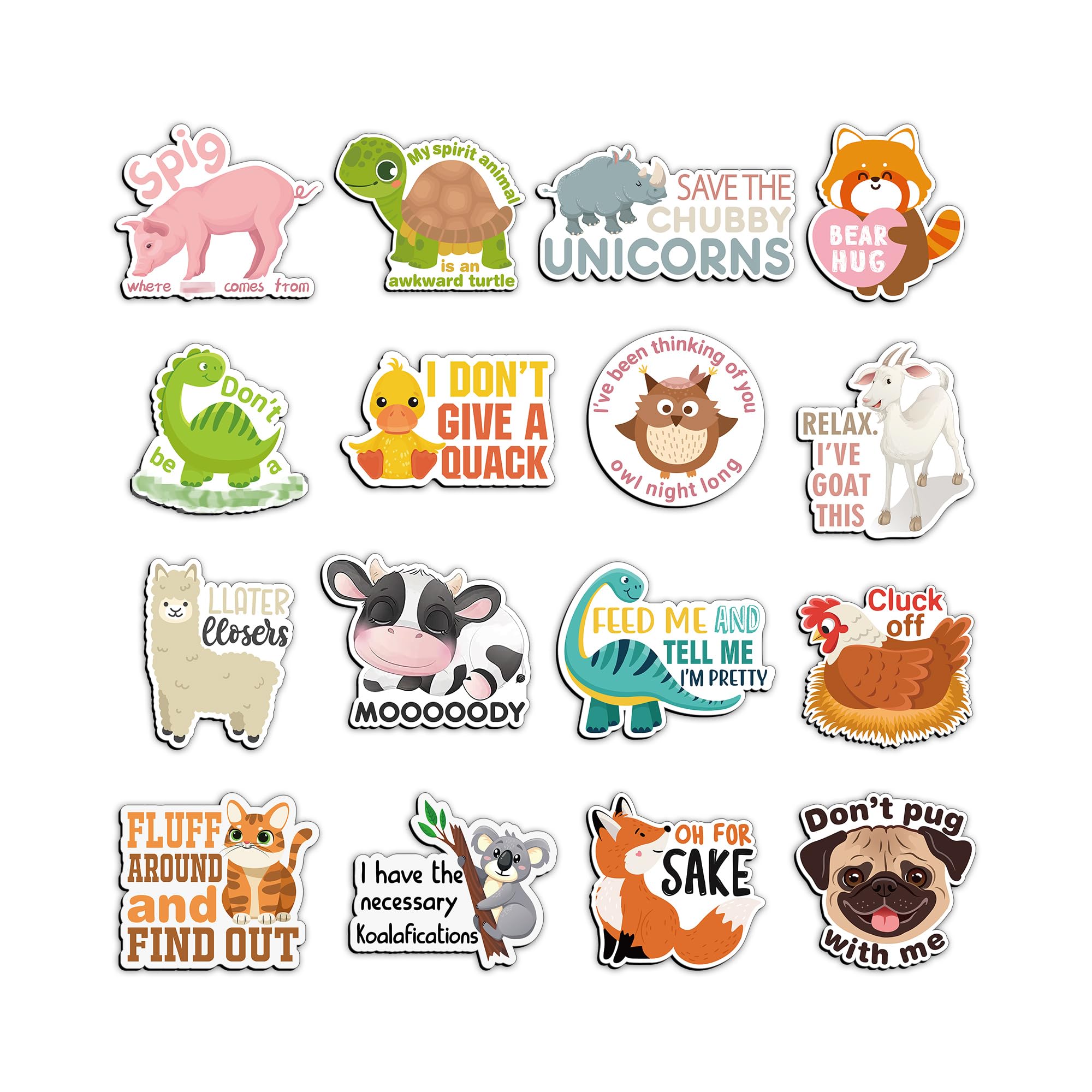 Kanayu 16 Pcs Funny Fridge Magnets Animal Magnets Cute Animal Pun Fridge Magnet Decor Home Kitchen Magnetic Decor for Home, Offi