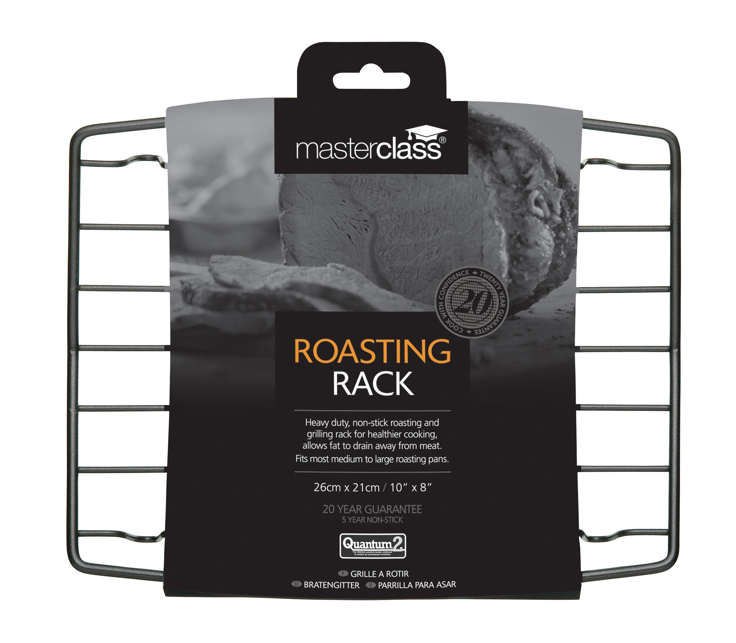 Masterclass Kcmctrayns26 26 X 20 Cm Non Stick Roasting Rack, V Shaped, Carbon Steel, Silver
