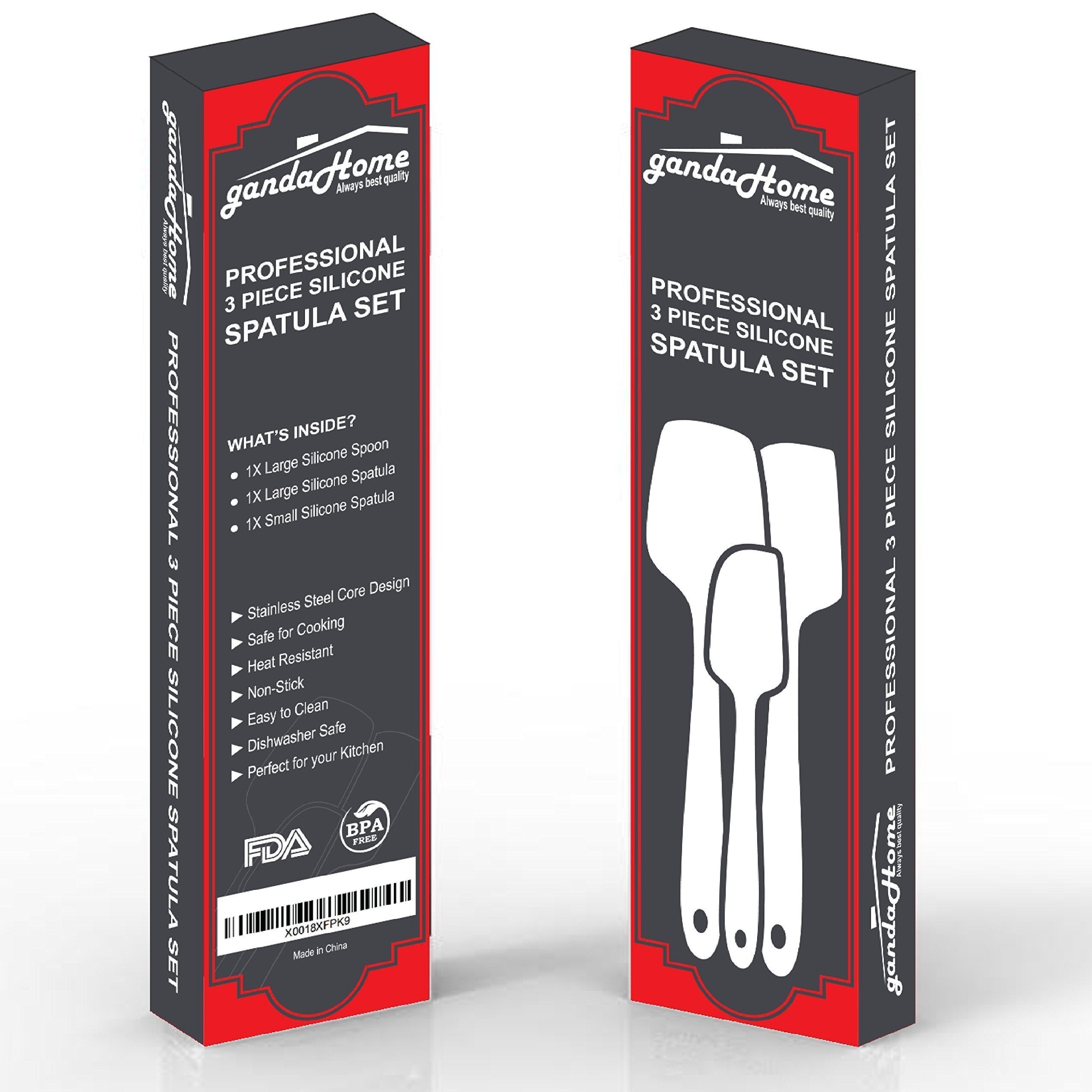 Mekbok Silicone Spatula Set - 3-Piece Rubber Spatulas Silicone Heat Resistant 600F For Everyday Task - Seamless Design Kitchen S
