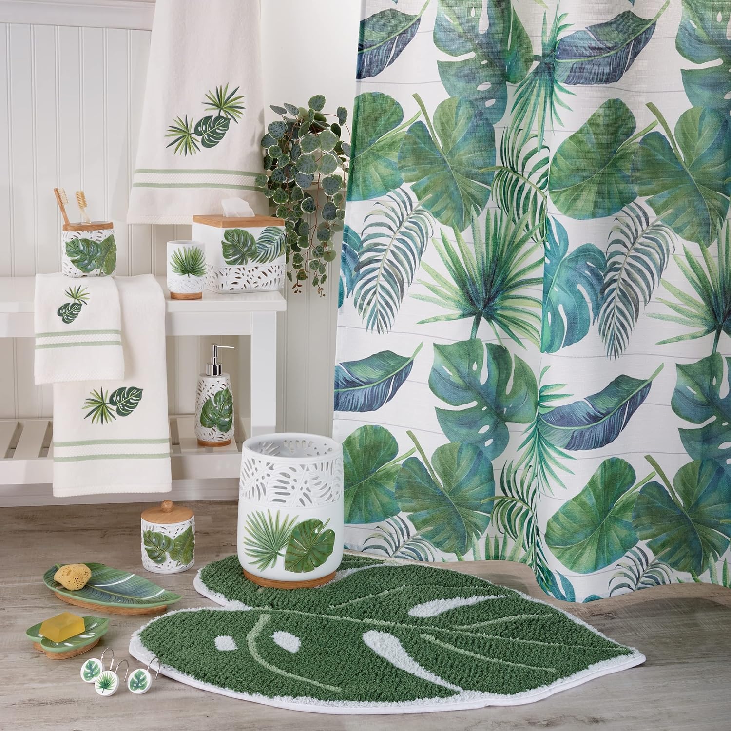 Avanti Linens - Tumbler, Countertop Organizer, Tropical Inspired Home Decor (Viva Palm Collection)