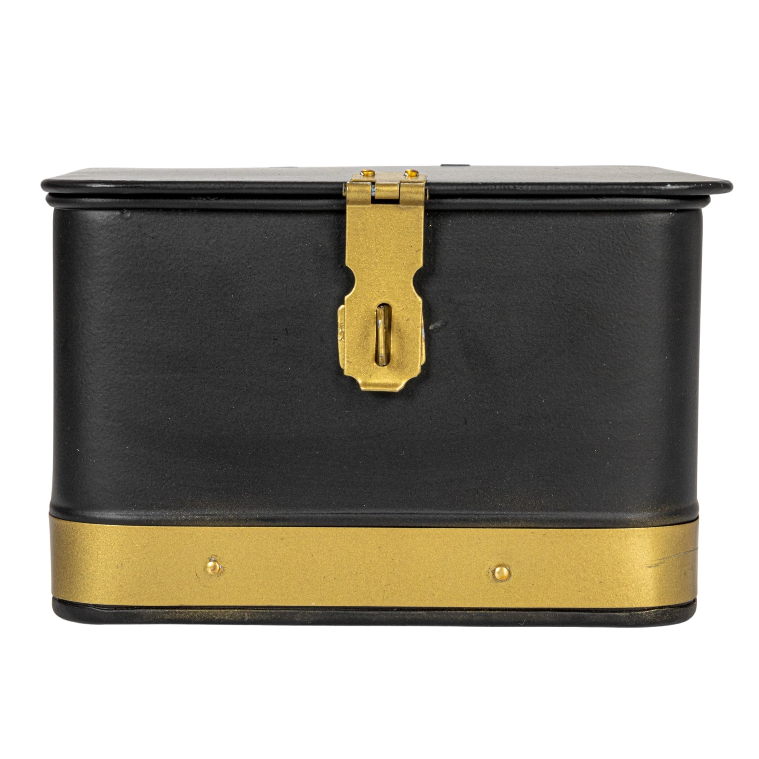 Creative Co-Op Nestable Square Metal Storage Boxes with Hasp Lock, Black, Set of 3