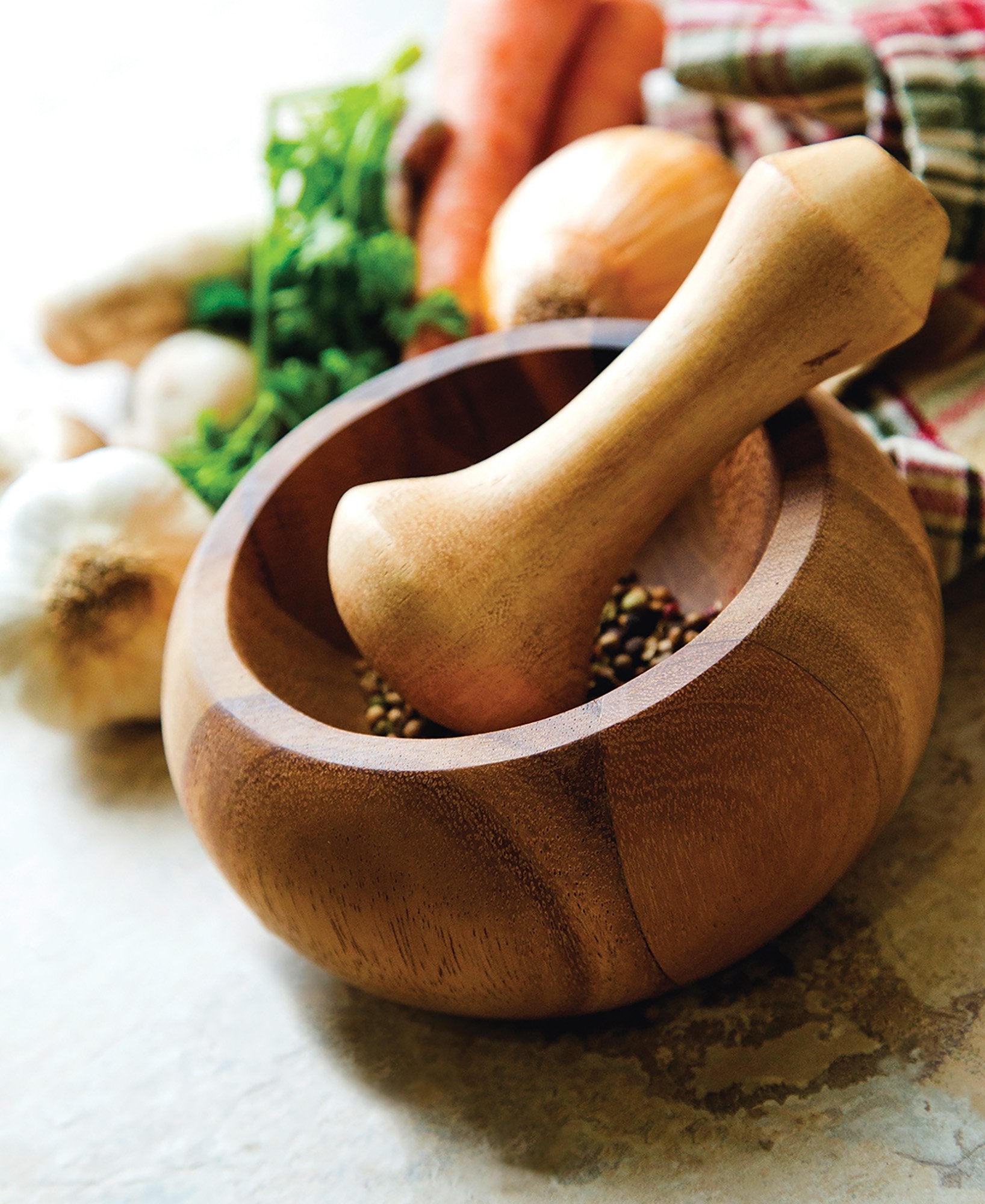 Ironwood Gourmet Olmec Mortar And Pestle, Acacia Wood