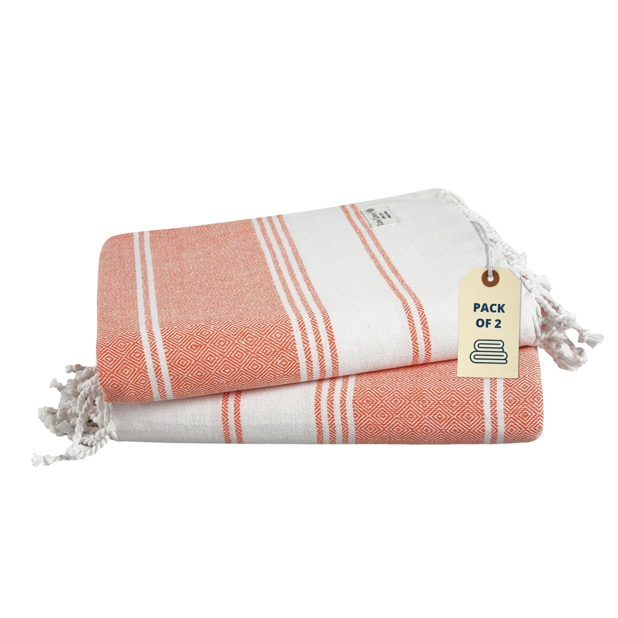 LANE LINEN Turkish Beach Towel 2 Pack, Oversized Beach Towel 39x71, Beach Essentials for Women, Large Pool Towel, Absorbent & Qu