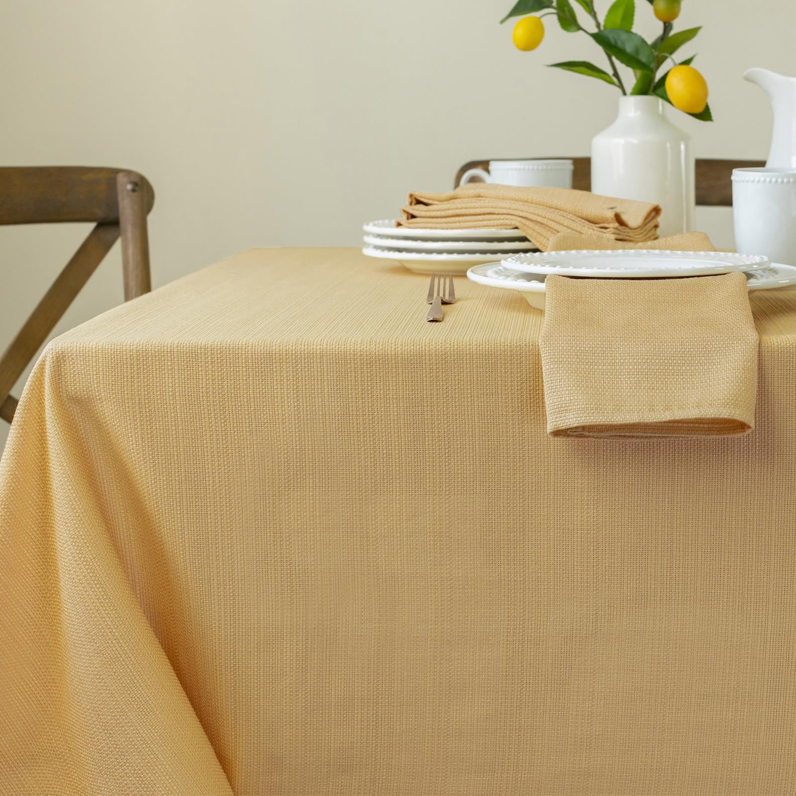 Benson Mills Cameron Textured Fabric Table Cloth, for Everyday Home Dining, Parties, Fall, Autumn, Holiday, and Thanksgiving Tab