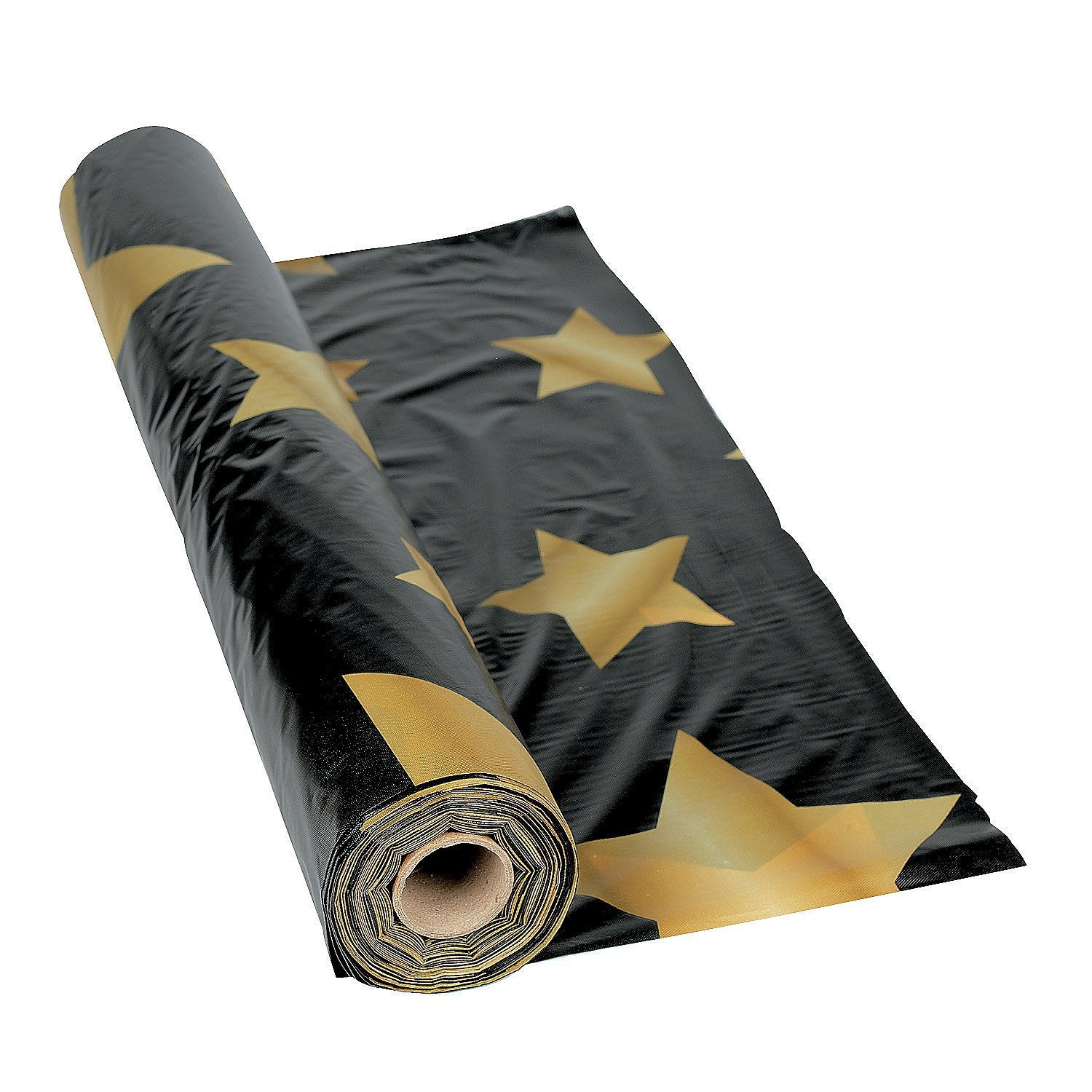 Fun Express Black With Gold Star Disposable Tablecloth Roll For Graduation (40 In X 100 Ft)