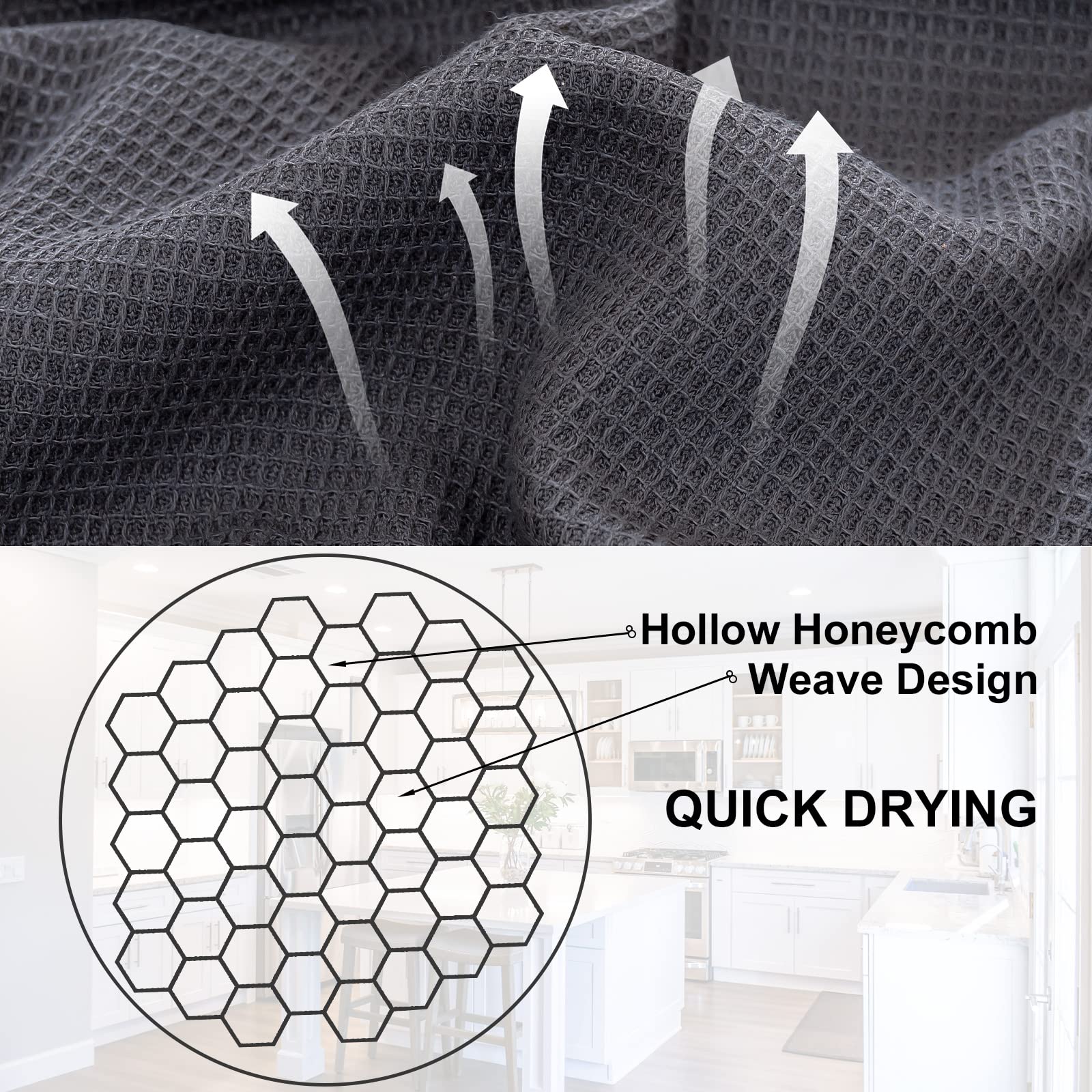Py Home & Sports Dish Towels Set, 100% Cotton Waffle Weave Kitchen Towels 8 Pieces, Super Absorbent Kitchen Hand Dish Cloths For