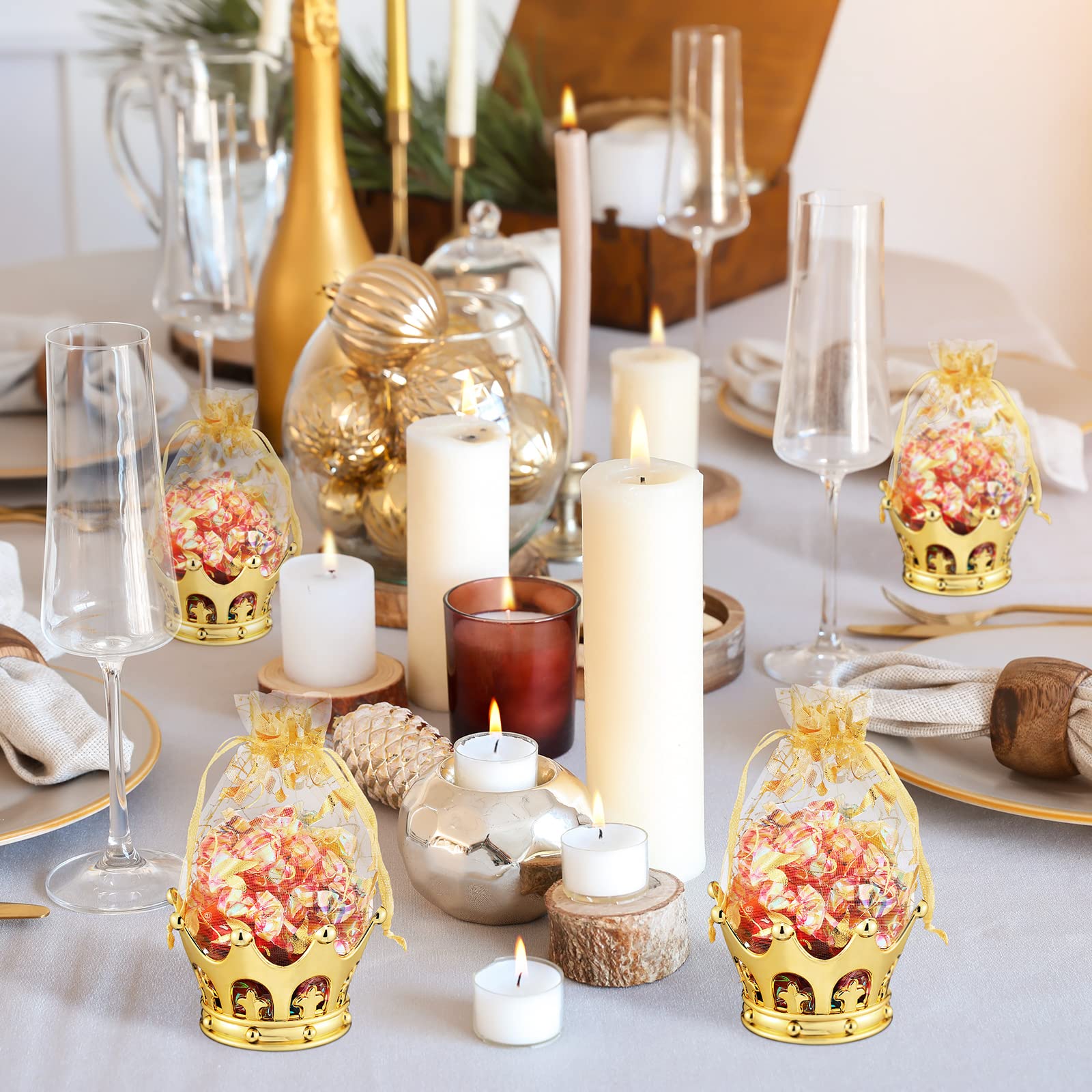 Jetec Gold Fillable Crown Goblet With Pouch For Candy Chocolate Cake Dessert Storage Decoration For Princess Baby Shower Birthda