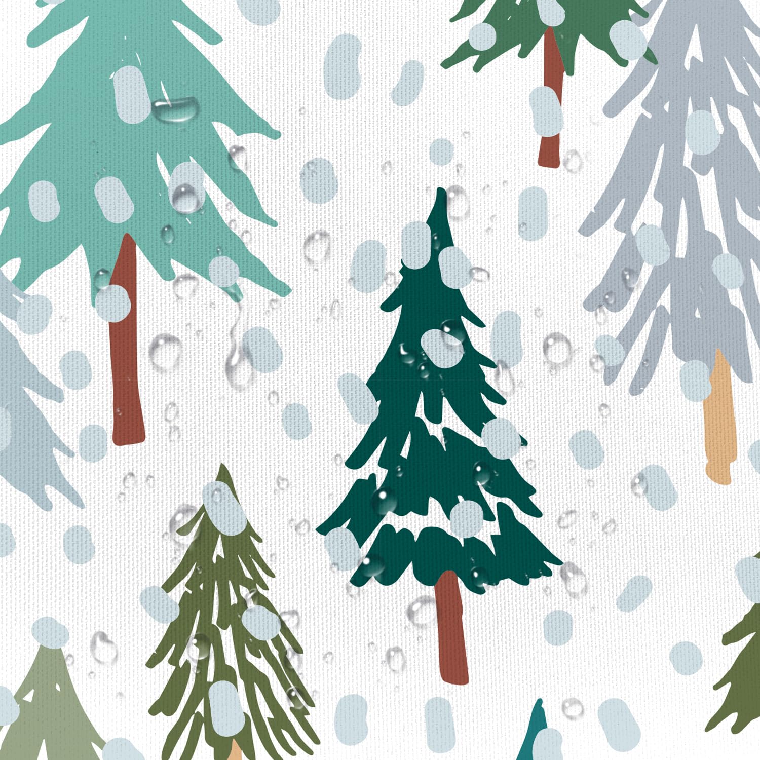 Paopoed Christmas Tree Shower Curtain, Green Pine Tree Winter Xmas Tree Snow Forest Nature Scene Holiday New Year Bathroom Decor