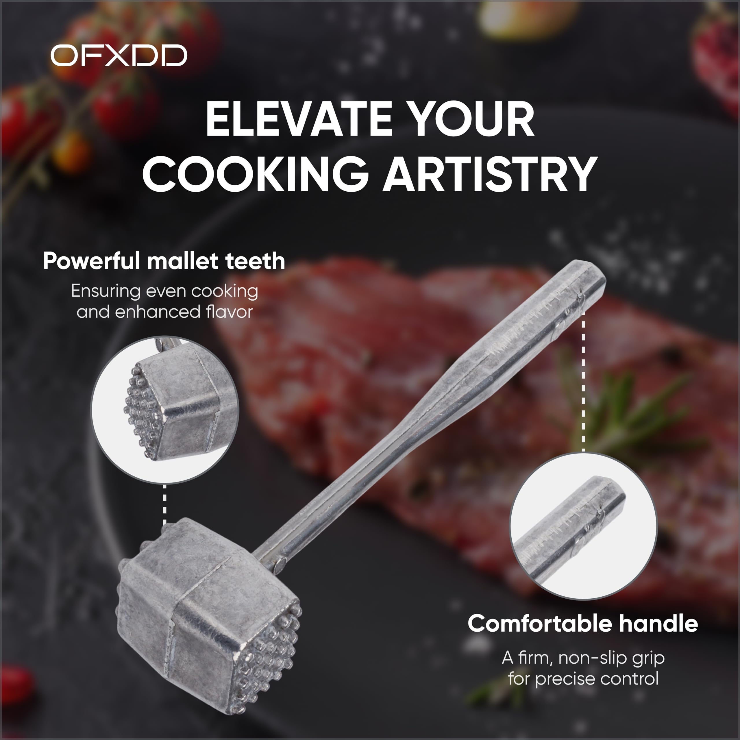Commercial Aluminum Meat Tenderizer Mallet for Bbq - Professional Heavy Metal Food Hammer Tool Dishwasher Safe for Kitchen