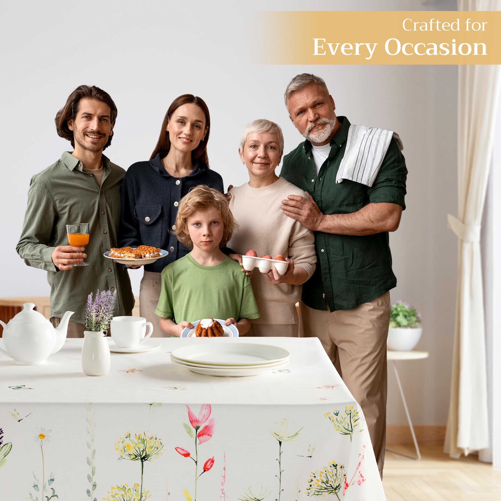 Maison D' Hermine Tablecloth 70X120 - Botanical Fresh Pattern - Rectangle Decorative Cotton Tablecloth For Dining Room, Home