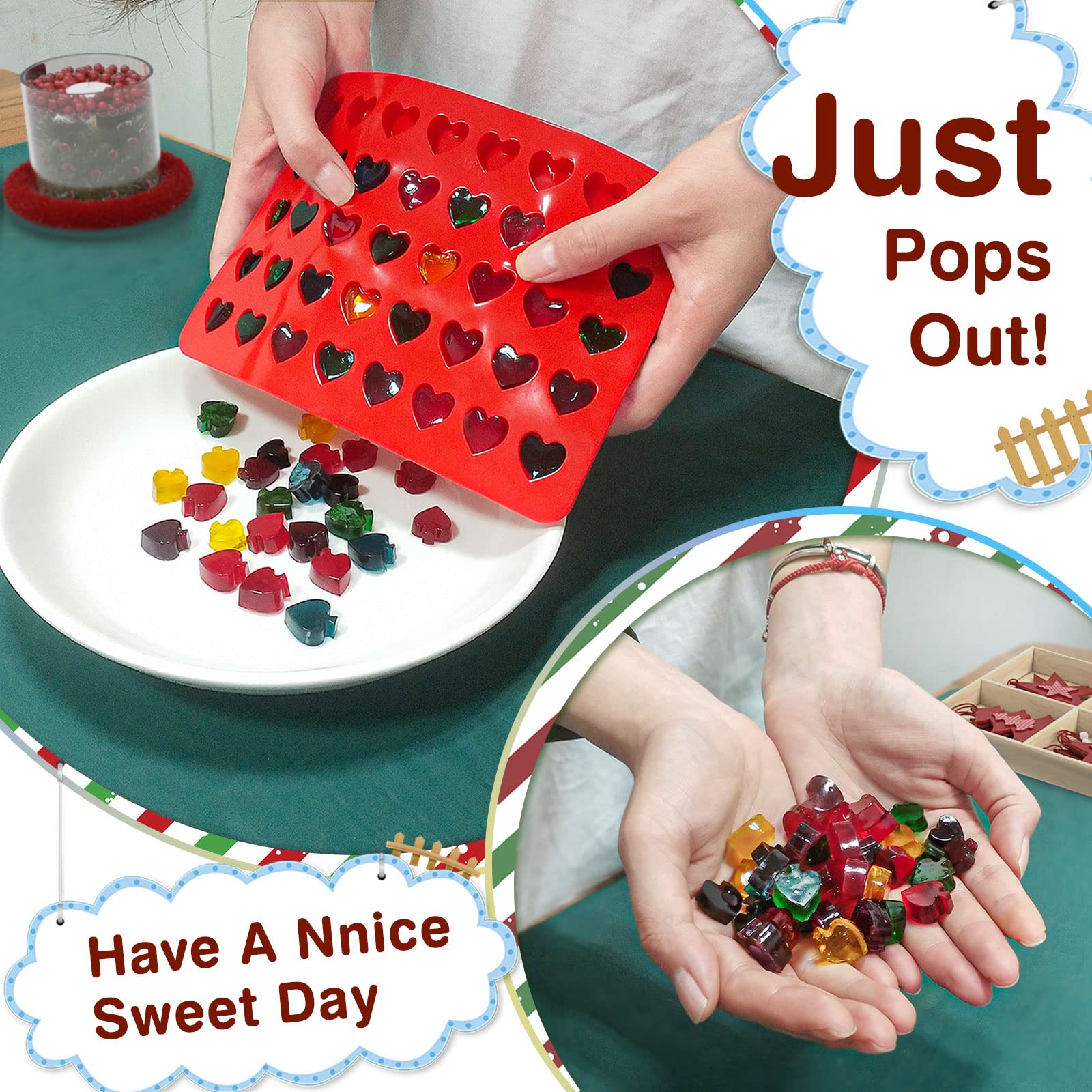 SILIVO 160-Cavity Silicone Gummy Molds (4 Pack) - Nonstick Silicone Candy Molds with Dropper for Homemade Gummies