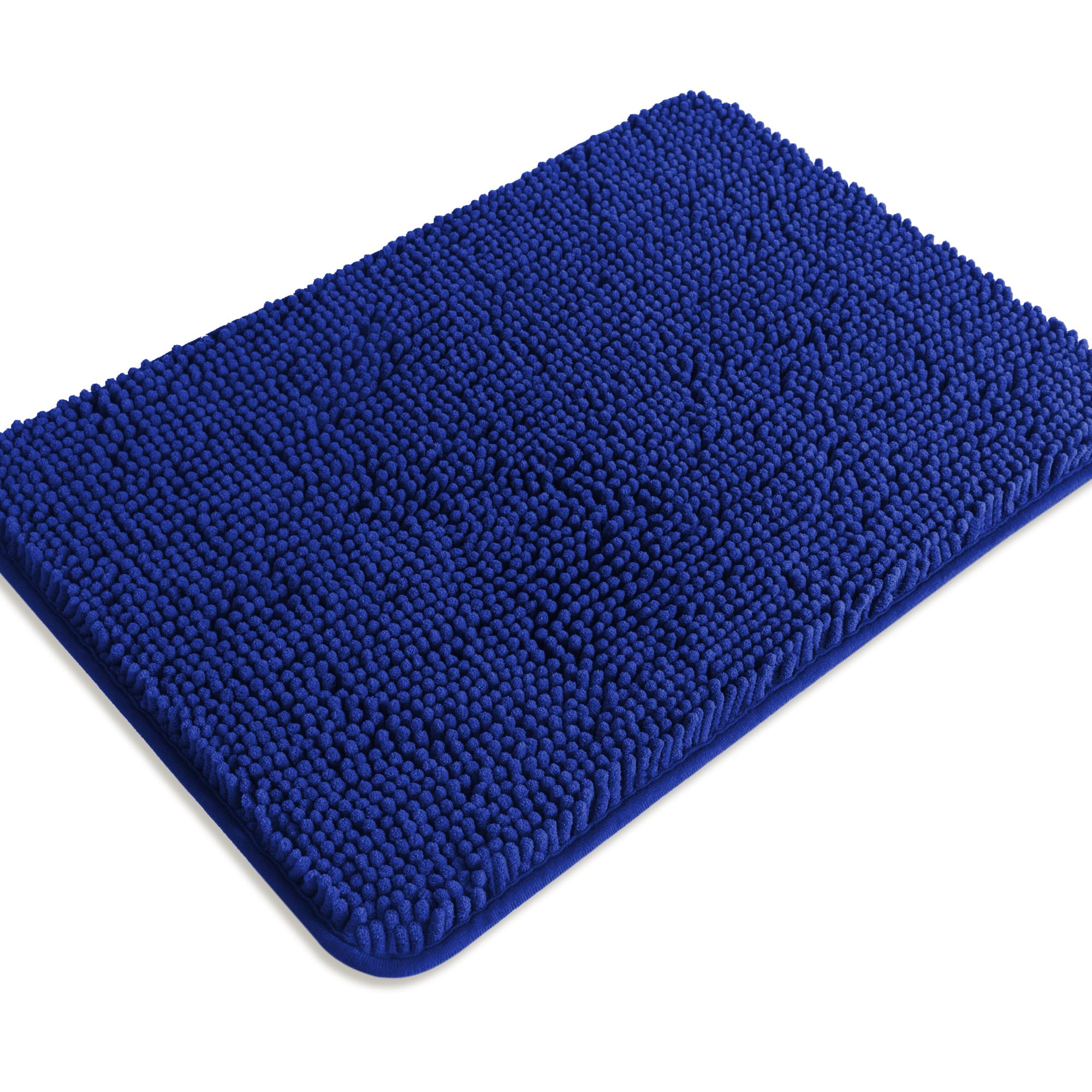 Pureswan Royal Blue Bathroom Rugs - Absorbent And Washable Bath Mat, Non-Slip, Thick Soft Chenille Bath Rugs For Bathroom Floor,