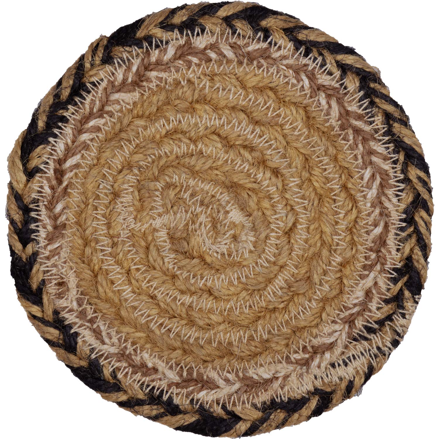 Vhc Brands Kettle Grove Primitive Jute Tan Textured Round Kitchen Coaster Stencil Star Set Of 6 4''