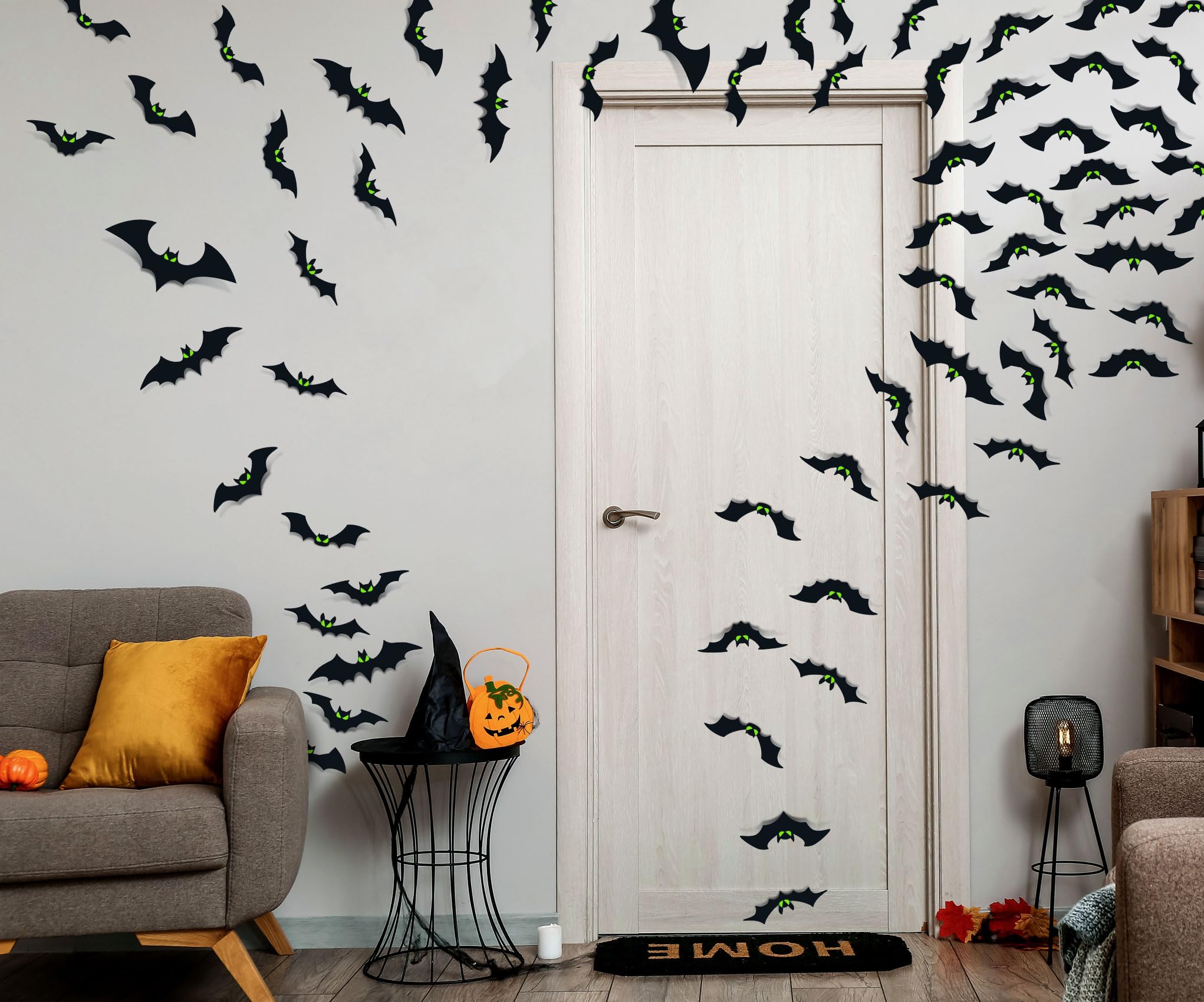 Halloween Decorations Indoor - Bats Halloween Decorations Plastic Spooky Scary Creepy 3D Bats For Halloween Party Bathroom Kitch