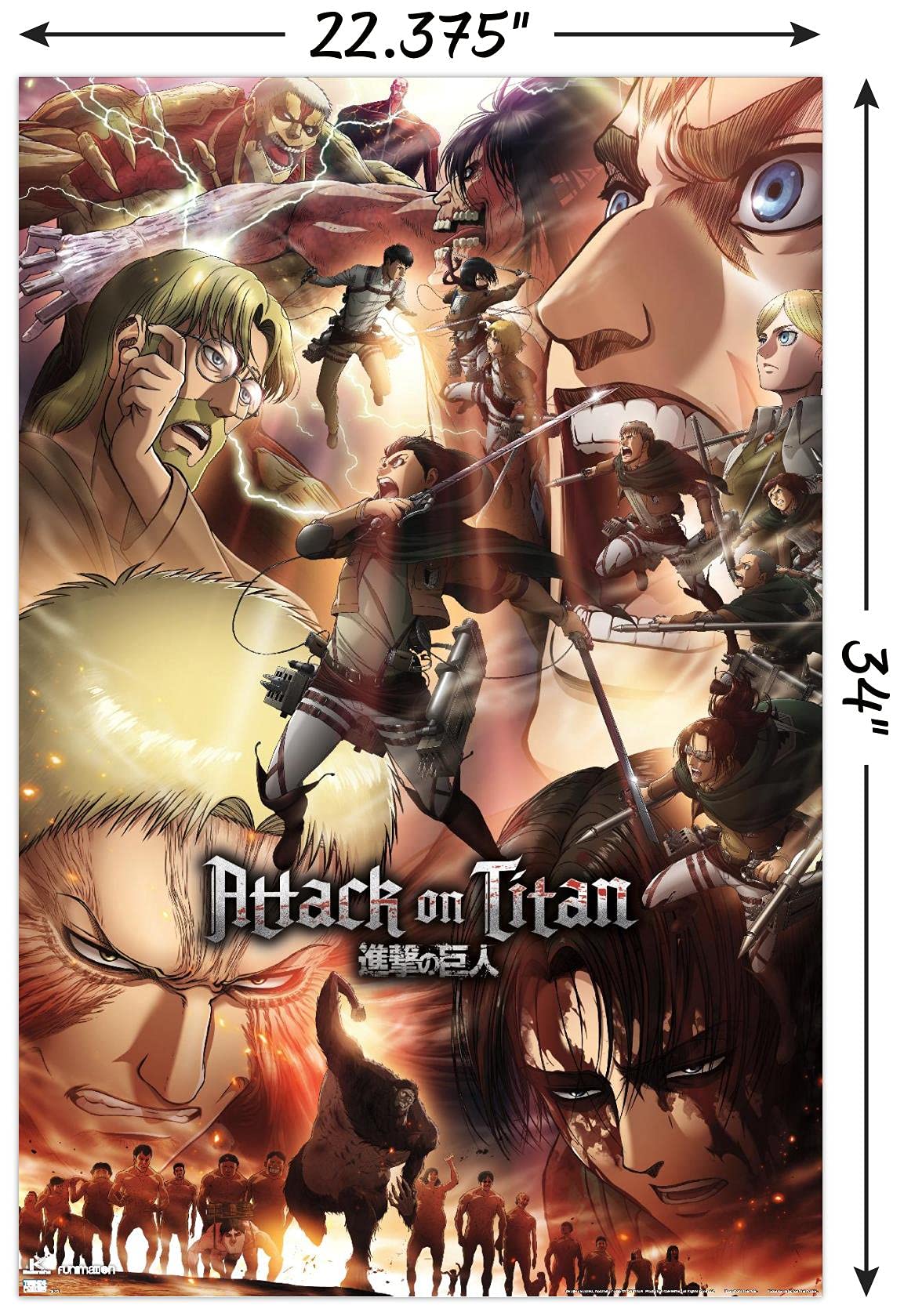 Trends International Attack On Titan: Season 3 - Key Art Wall Poster, 22.37'' X 34.00'', Unframed Version