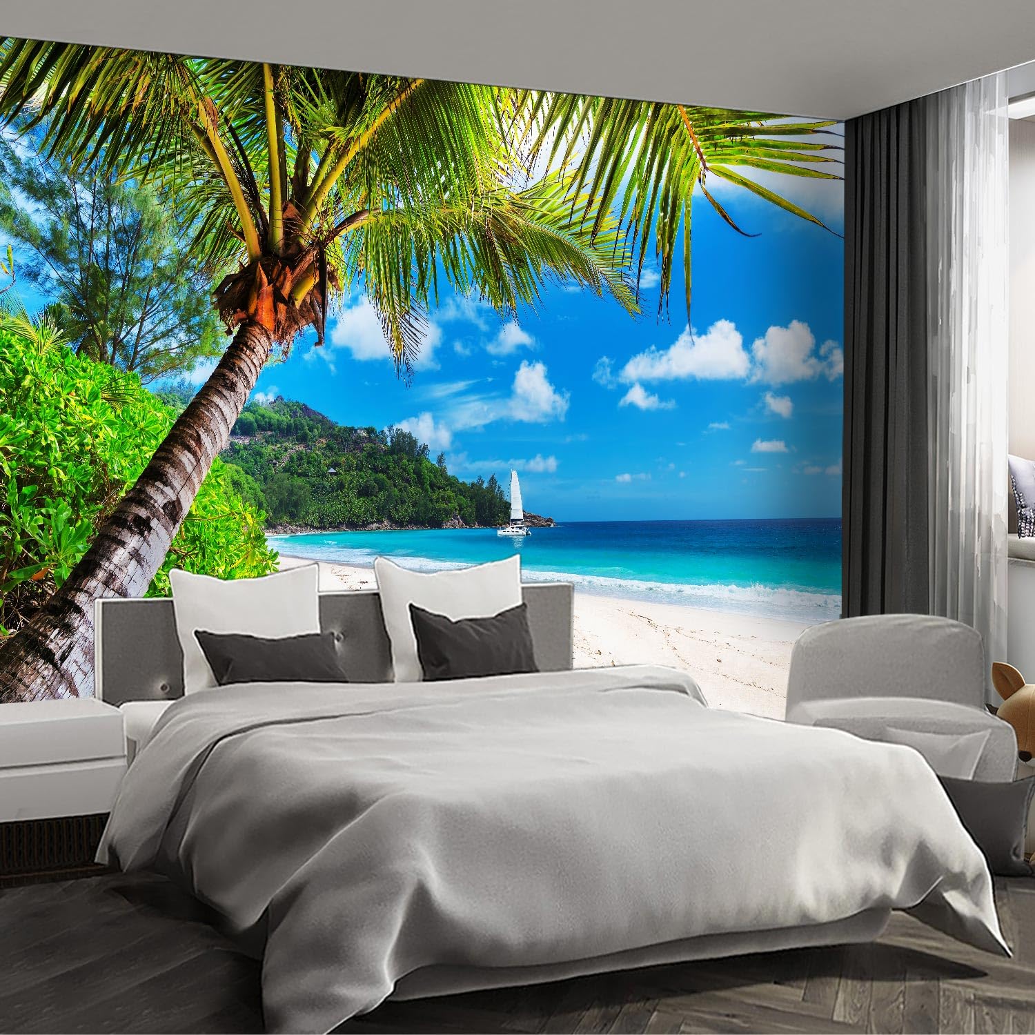 Fightal - Beach Large wall murals Peel and Stick self Adhesive Wallpaper for Bedroom Living Room - 96x137