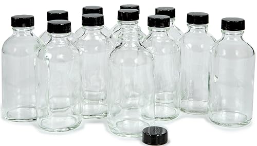 Vivaplex  12  Clear  4 oz Glass Bottles  with Lids