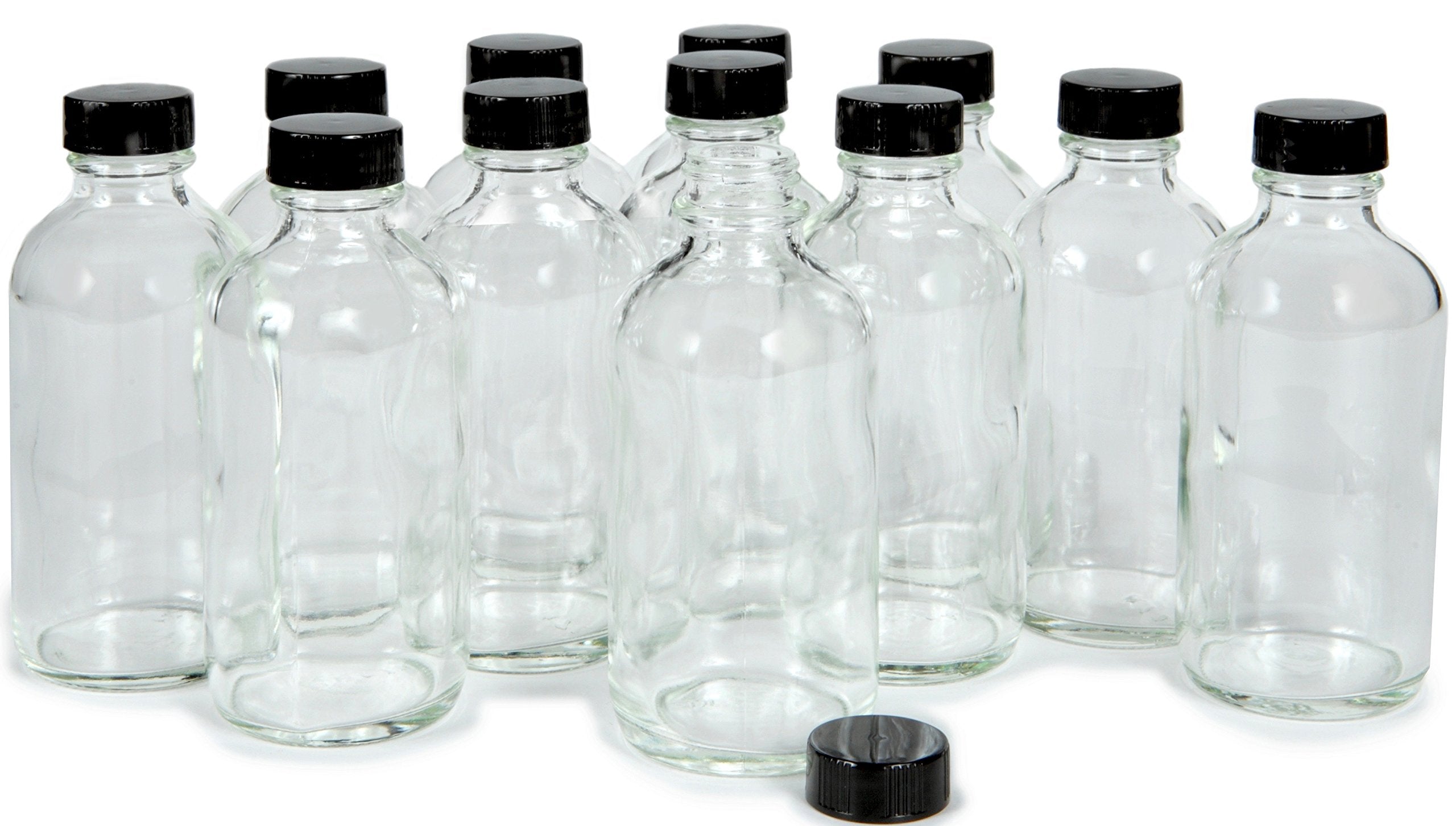 Vivaplex, 12, Clear, 4 Oz Glass Bottles, With Lids