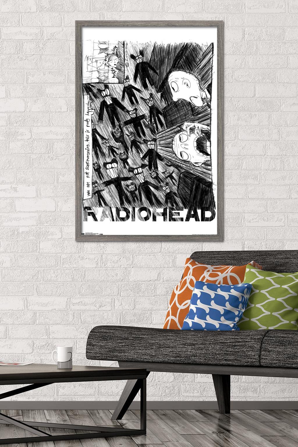 Trends International Radiohead - Scribble Wall Poster, 22.375'' X 34'', Barnwood Framed Version