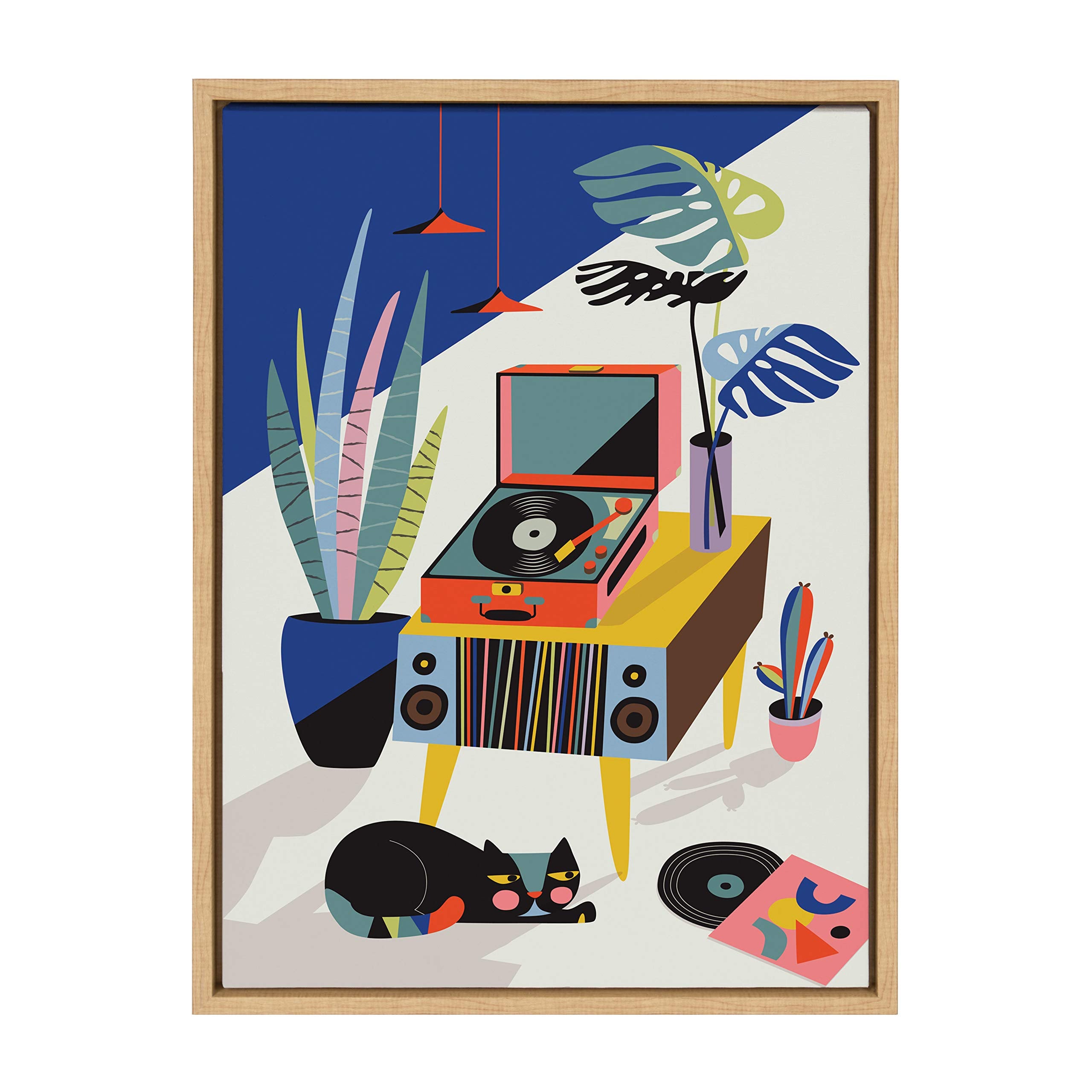 Kate And Laurel Sylvie Chill Out Saturday Framed Canvas Wall Art By Rachel Lee Of My Dream Wall, 18X24 Natural, Chic Animal Art
