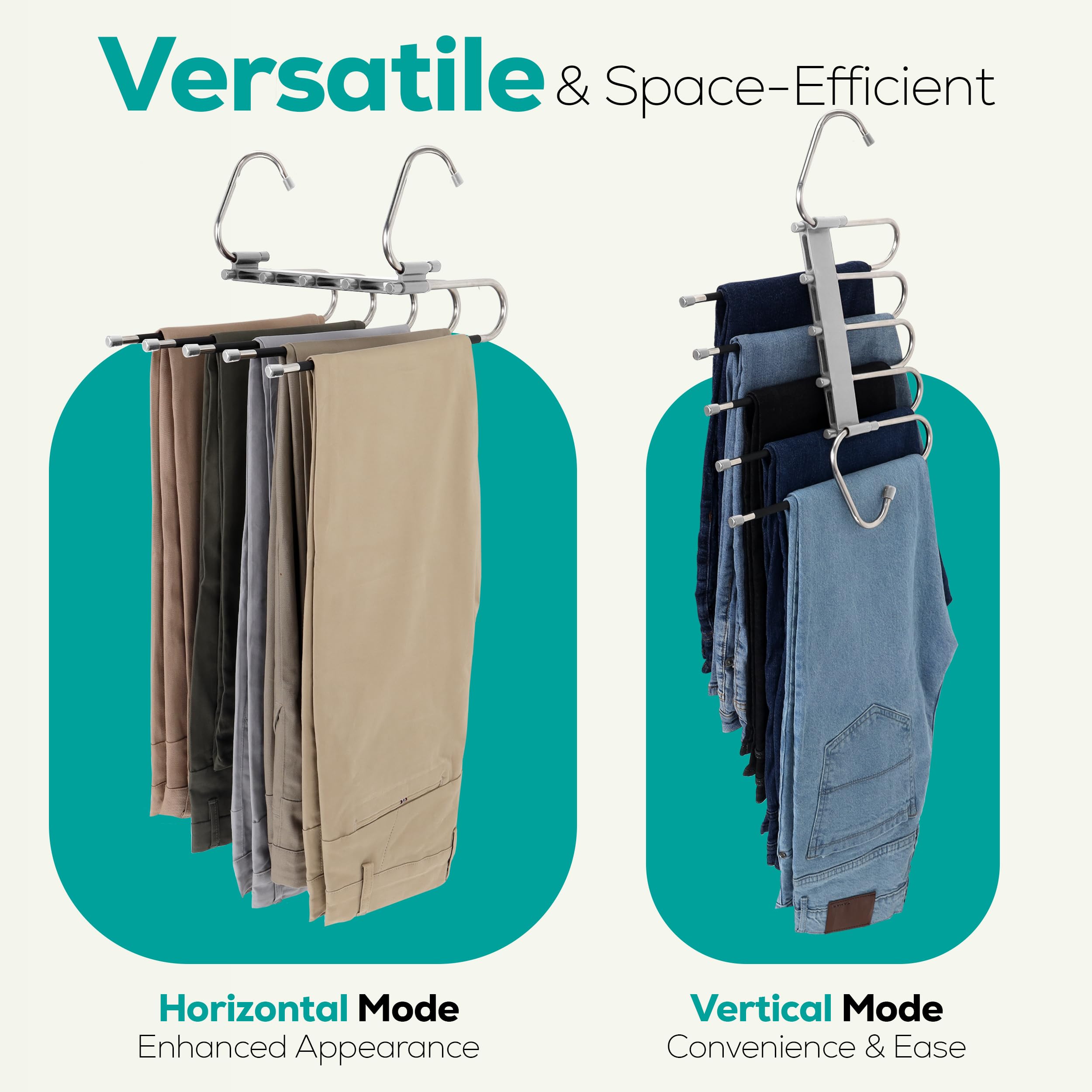 Utopia Home Pants Hangers Space Saving 2 Pack - Clothes Hanger With S-Type Stainless Steel Hook & Anti-Slip Design - Closet Orga