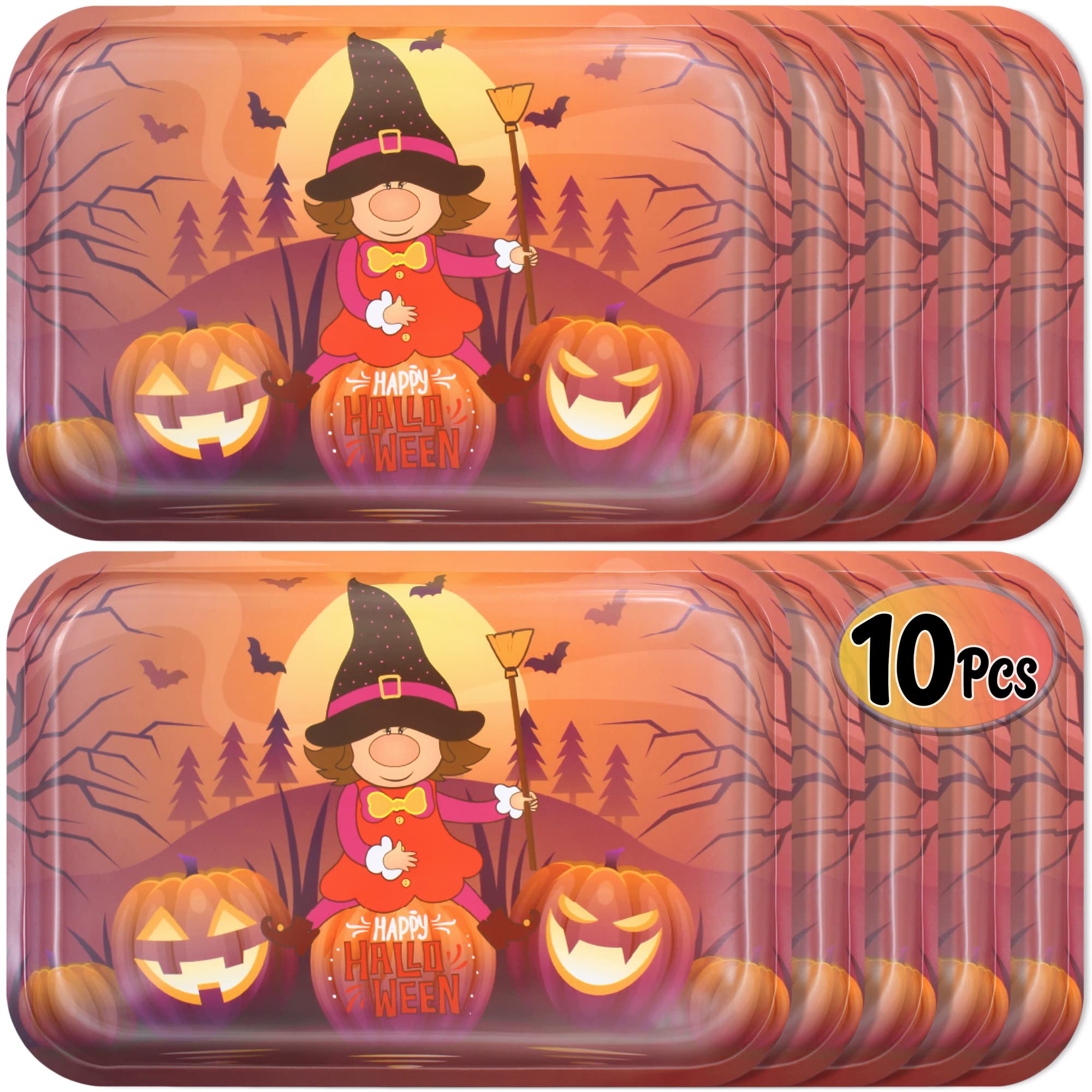 Halloween Serving Trays | 10 Pcs Plastic Spooky Gnome Snack Trays | Snack Trays Halloween Party | Halloween Decorations Chip Tra