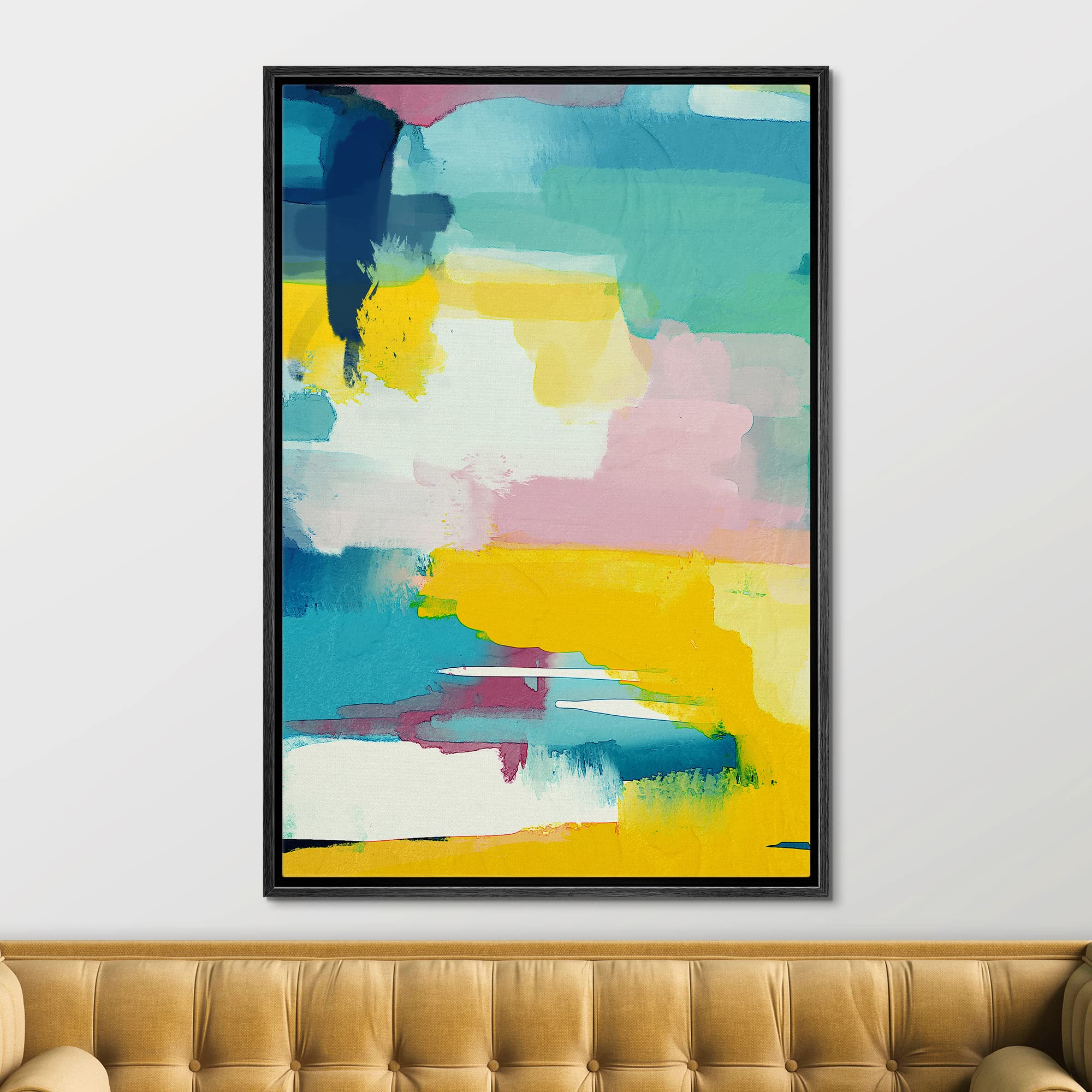 Signford Framed Canvas Print Wall Art Multicolor Rainbow Paint Stroke Collage Graffiti & Street Art Abstract Illustrations Moder
