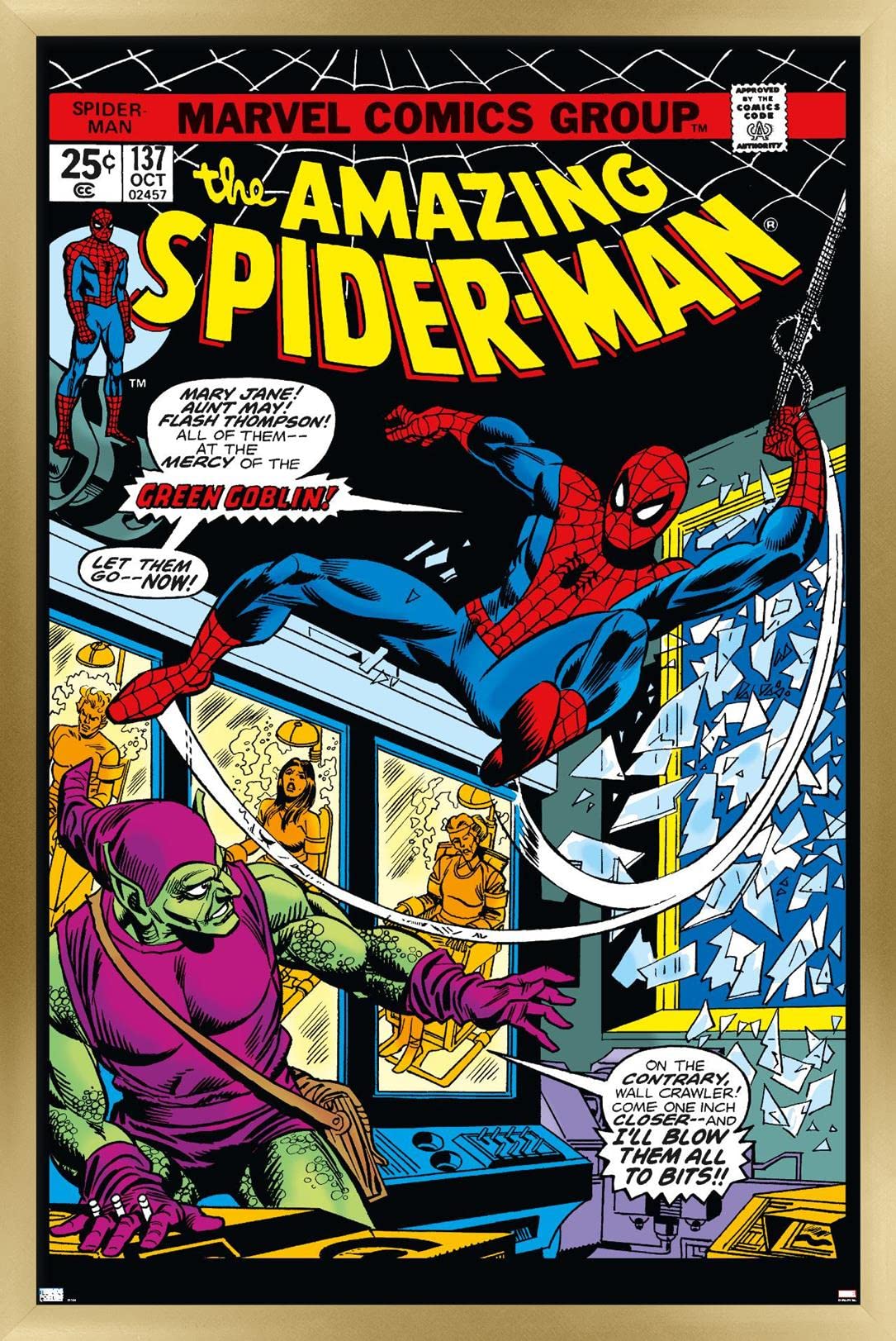 Trends International Marvel Comics - Spider-Man - Amazing Spider-Man #137 Wall Poster, 14.72'' X 22.37'', Gold Framed Version