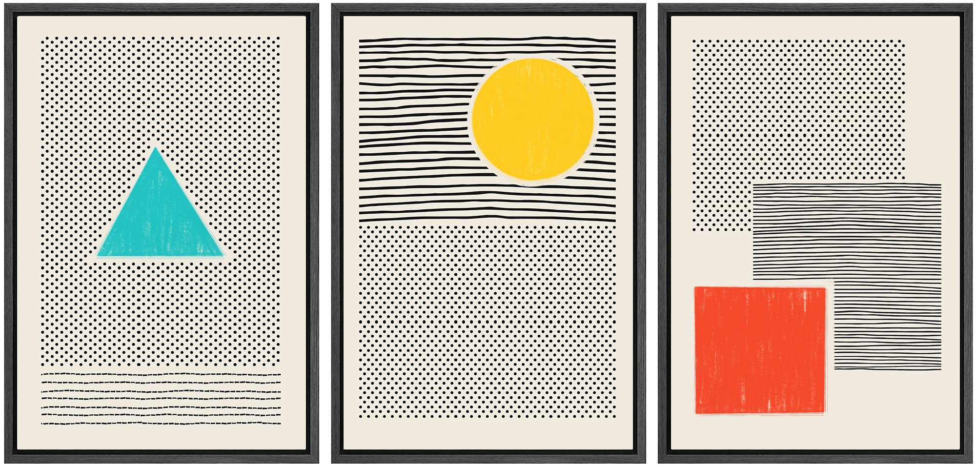 Signwin 3 Piece Framed Canvas Wall Art Geometric Illustration Canvas Prints Home Artwork Decoration For Living Room,Bedroom - 24