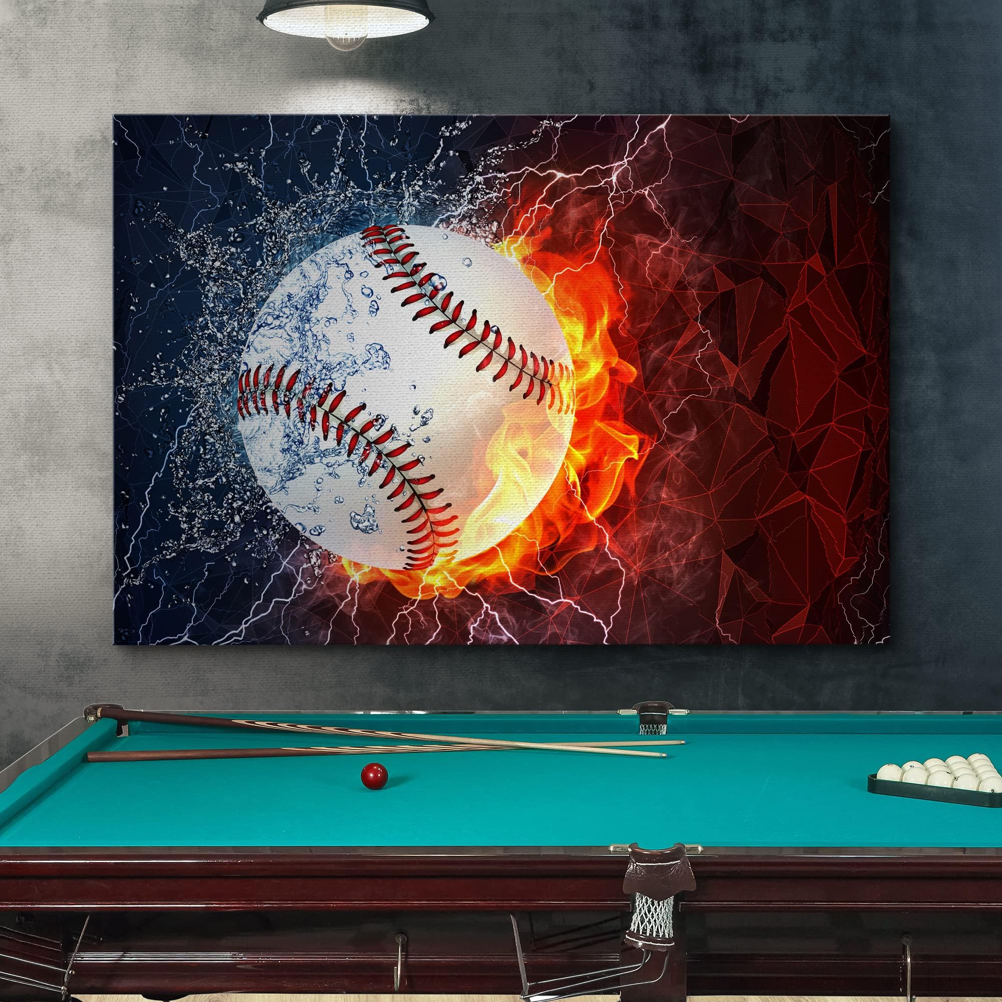 Wall26 Canvas Print Wall Art Elemental Water & Fire Explosion Baseball Sports Athletes Digital Art Realism Modern Scenic Dramati