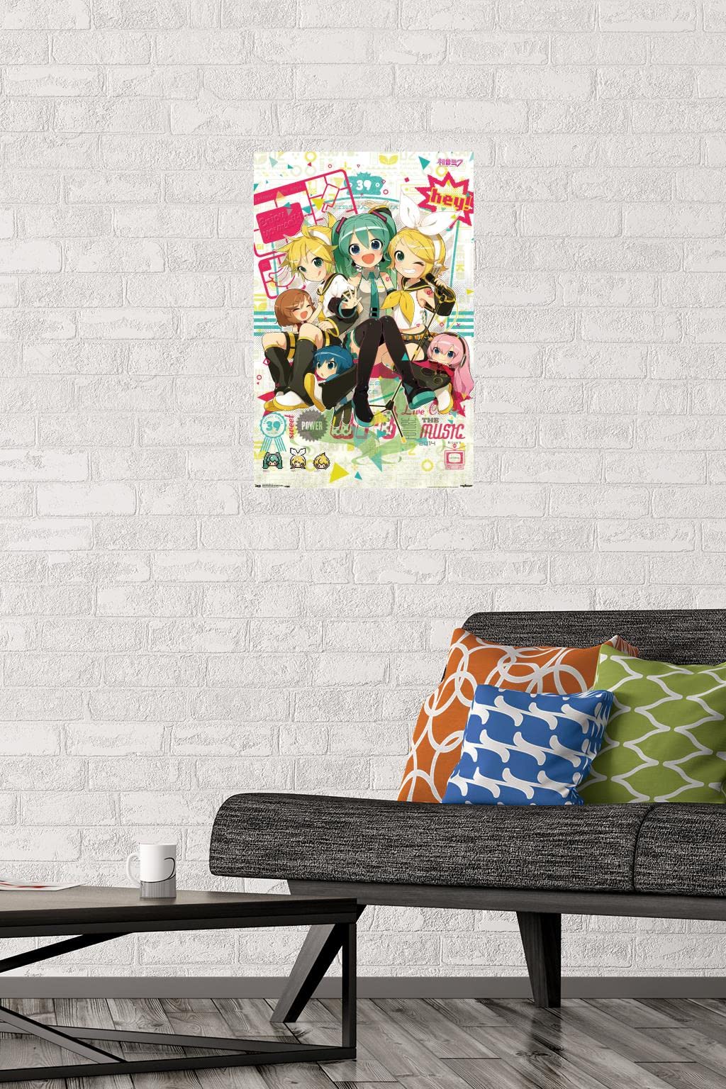 Trends International Hatsune Miku - Hey Wall Poster, 14.72'' X 22.37'', Premium Poster & Mount Bundle