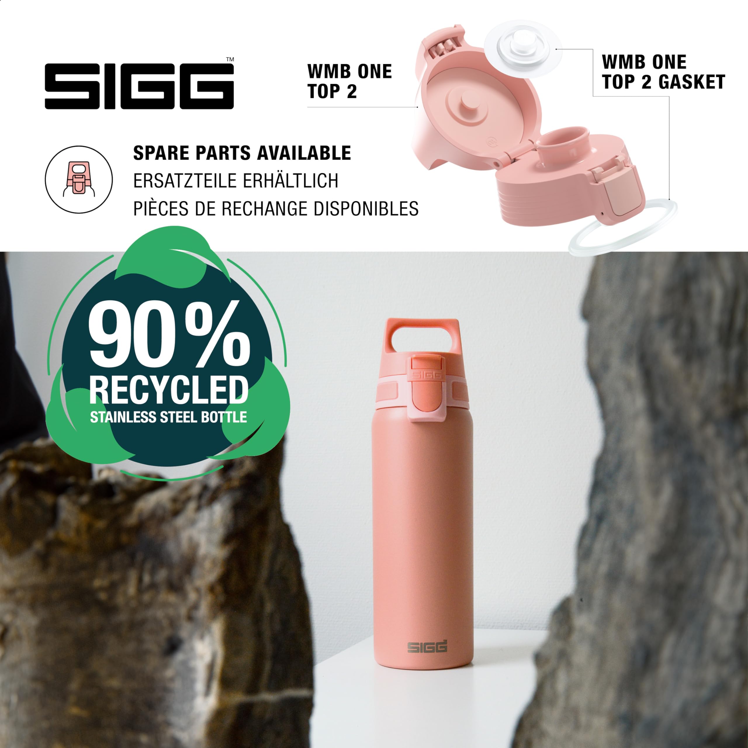 SIGG - Reusable Water Bottle - Shield ONE - Leakproof - Recyclable - BPA Free - Shy Pink - 25 Oz