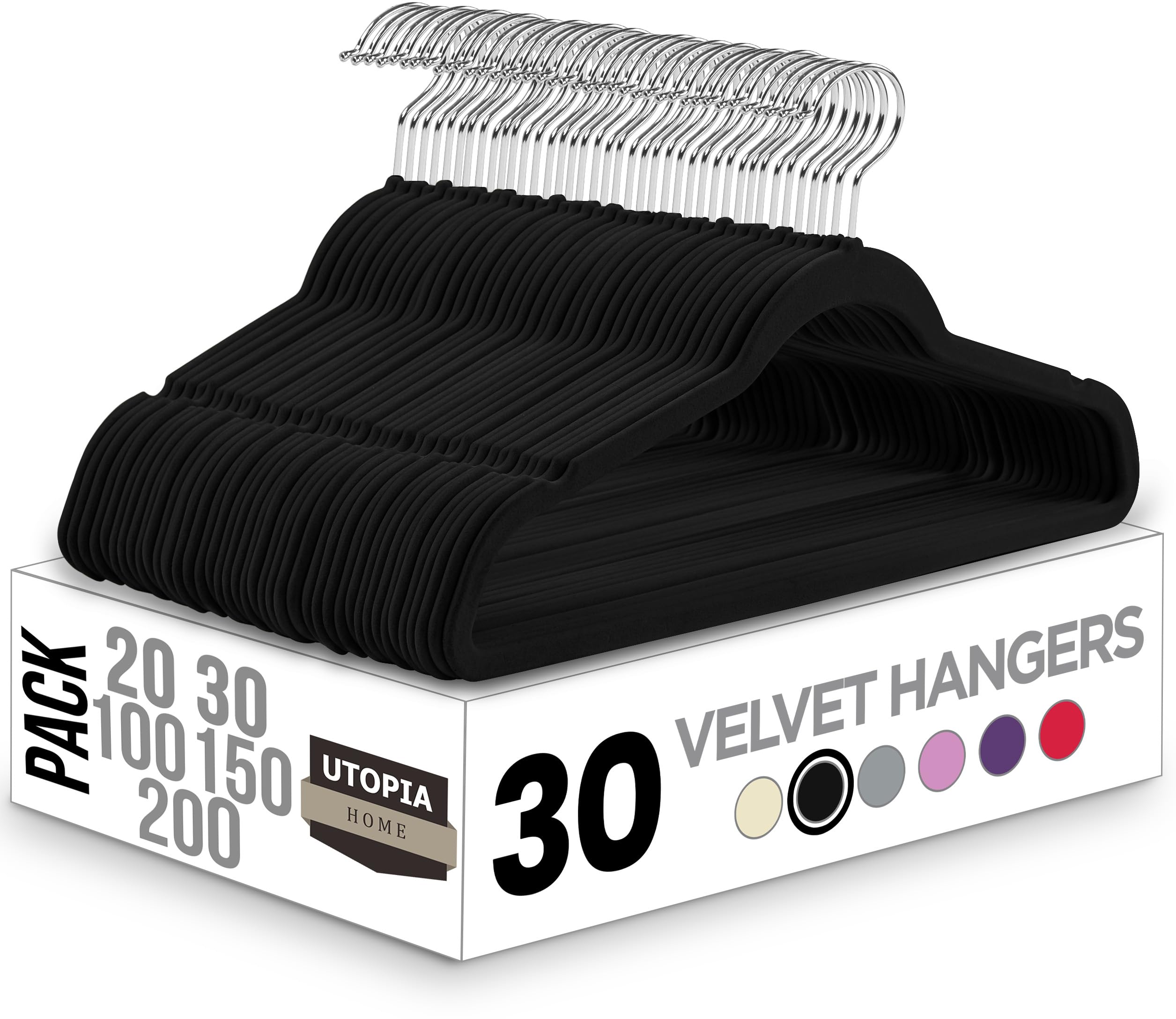 Utopia Home Premium Velvet Hangers 30 Pack - Non-Slip clothes Hangers - Purple Hangers - Suit Hangers with 360 Degree Rotatable Hook - Heavy Duty coat Hangers