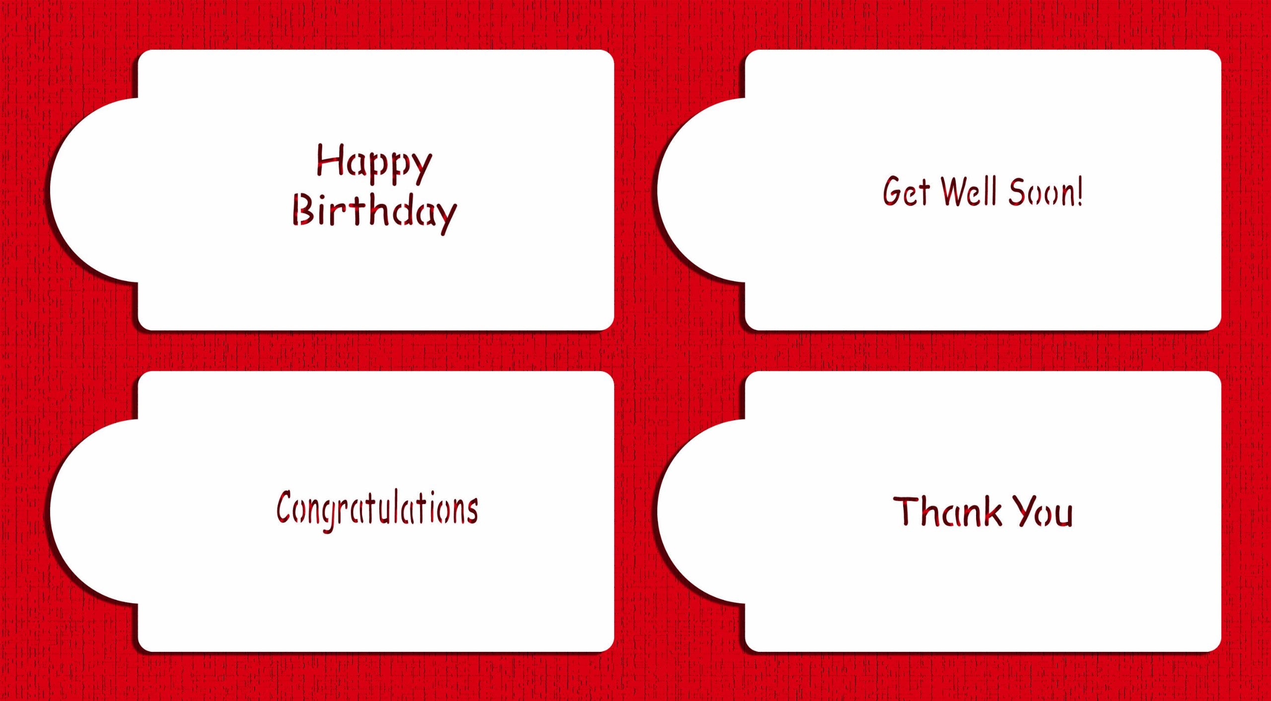 Celebration Sayings Stencils | (Happy Birthday, Congratulations, Get Well Soon, Thank You), Beige/Semi-Transparent | C248 By Des