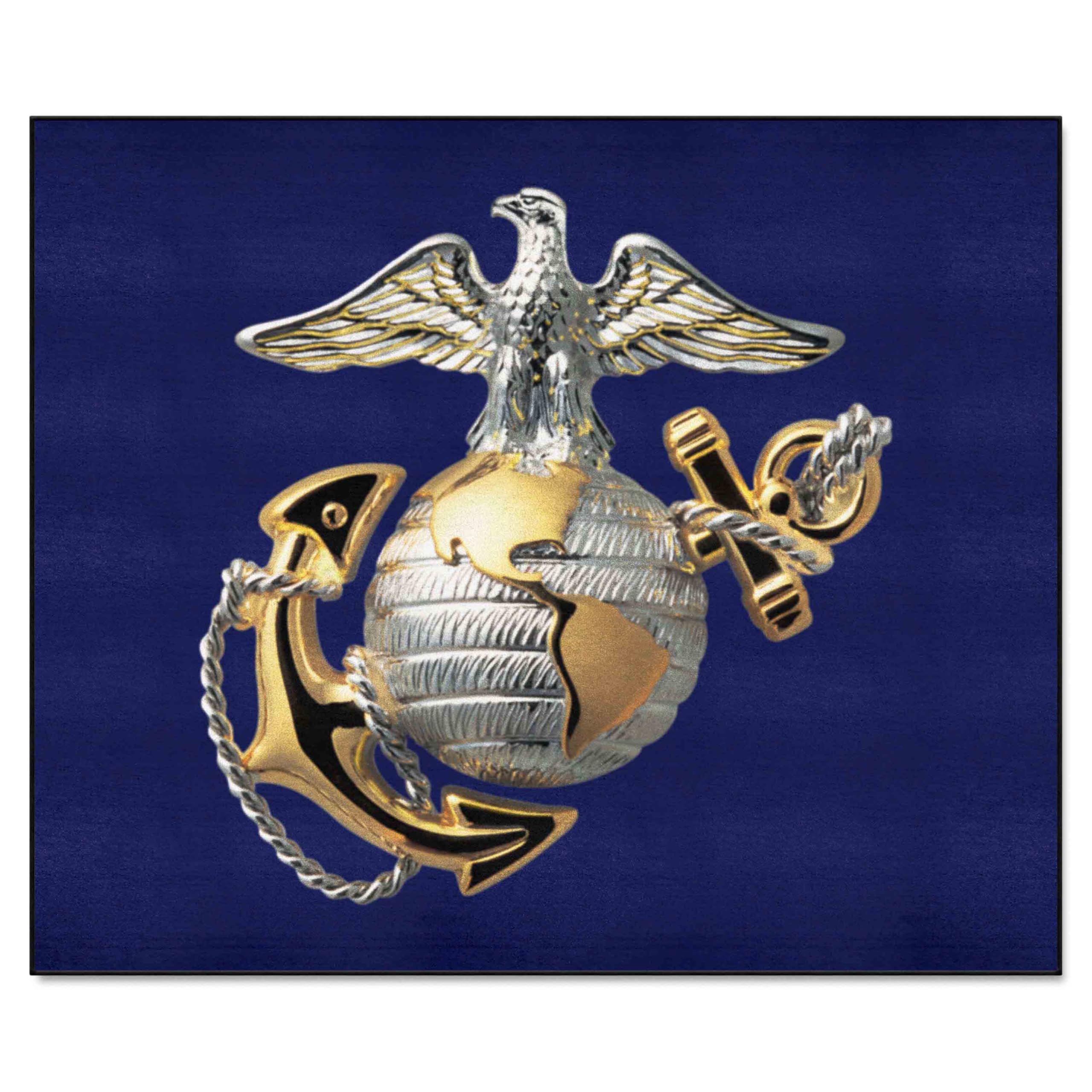 FANMATS 25142 U.S. Marines Tailgater Rug - 5ft. x 6ft. Military Area Rug, Home Decor Rug - Marines Alternate Logo (Photoreal Log