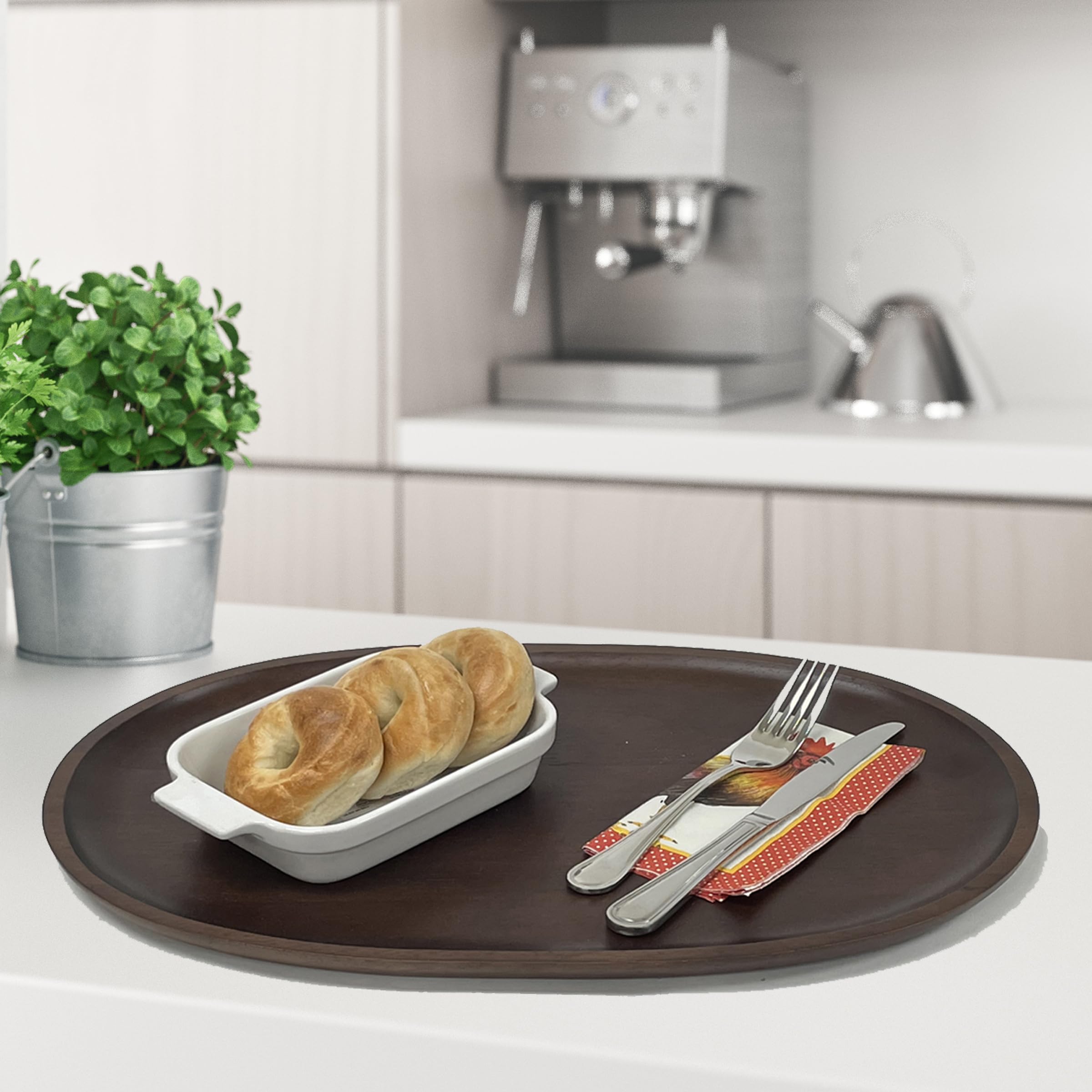 Woodard & Charles Extra Large Wood Oval Serving Tray, Walnut Stained, 12'' X 18''